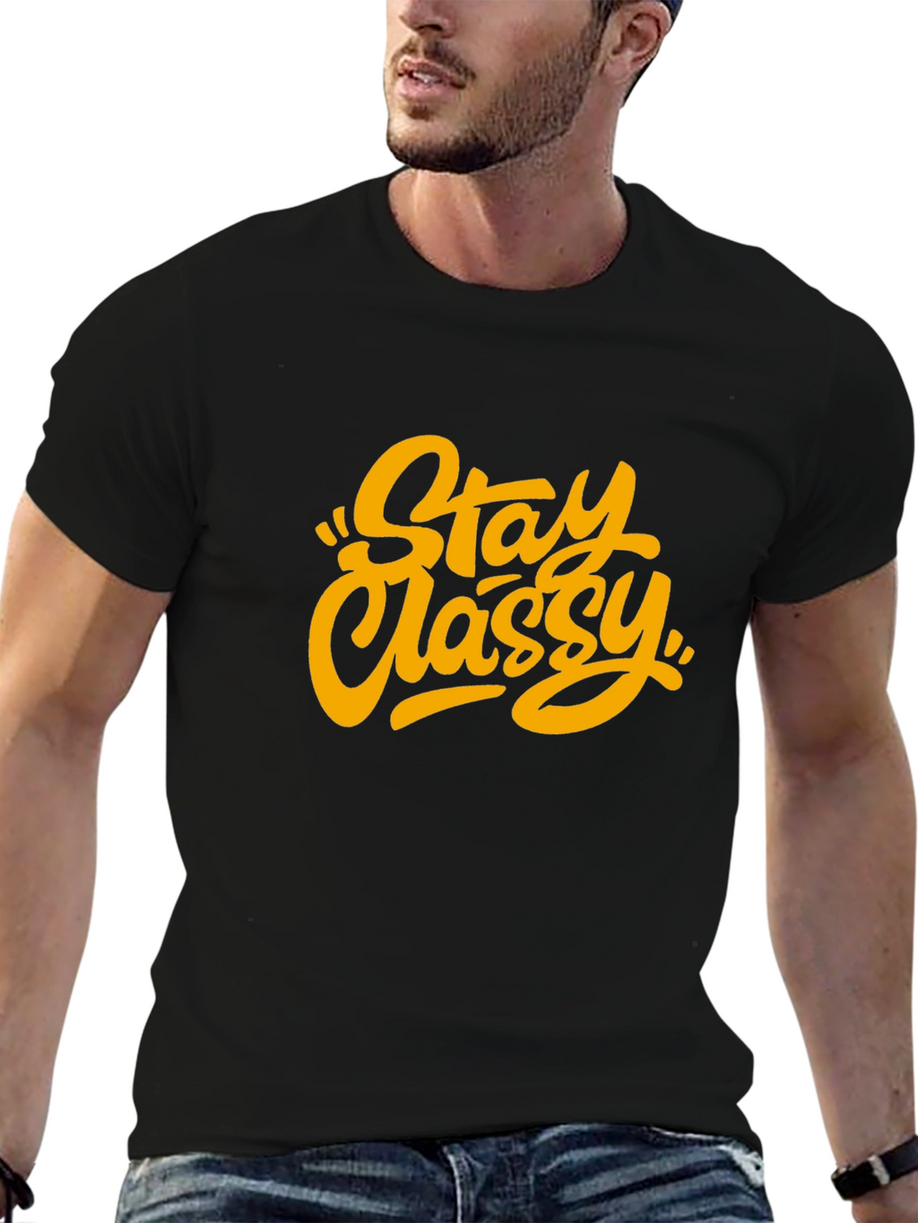 Stay Classy Graphic Tee - Trendy Unisex Black T-Shirt