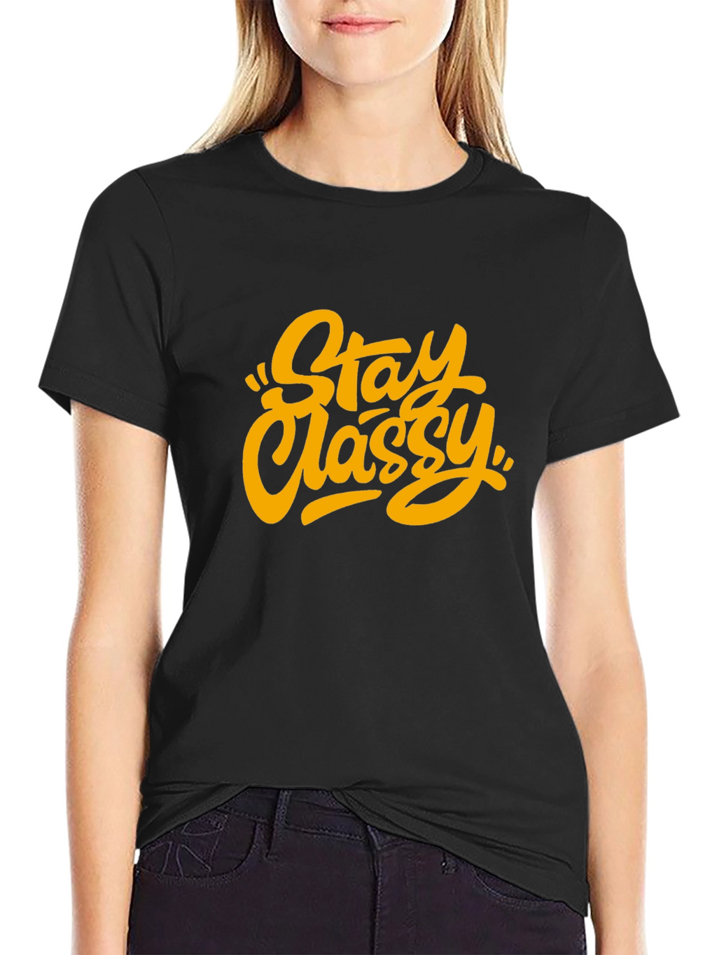 Stay Classy Graphic Tee - Trendy Unisex Black T-Shirt