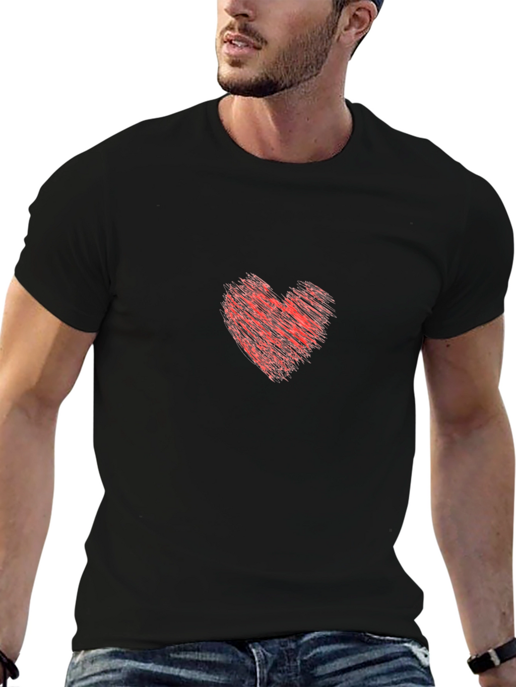 Heart Graphic Tee - Stylish Black Cotton T-Shirt
