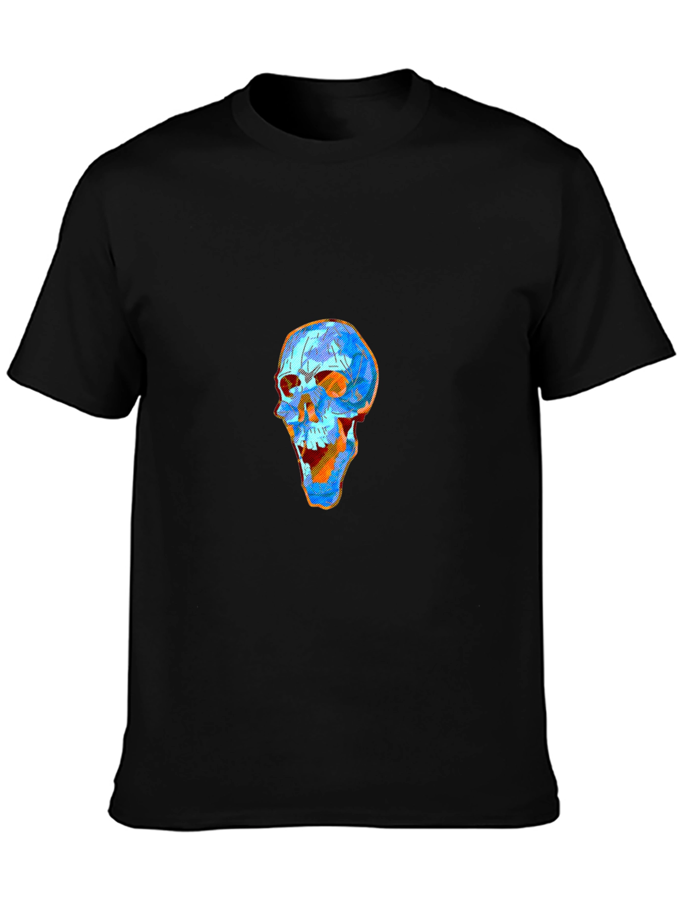 Geometric Skull Graphic Tee - Modern Art Style