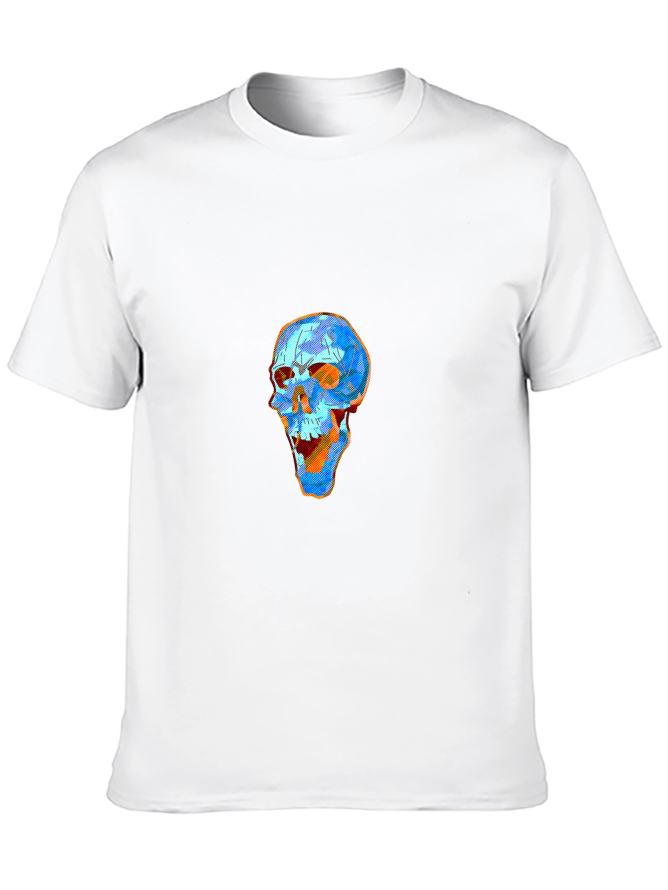 Geometric Skull Graphic Tee - Modern Art Style