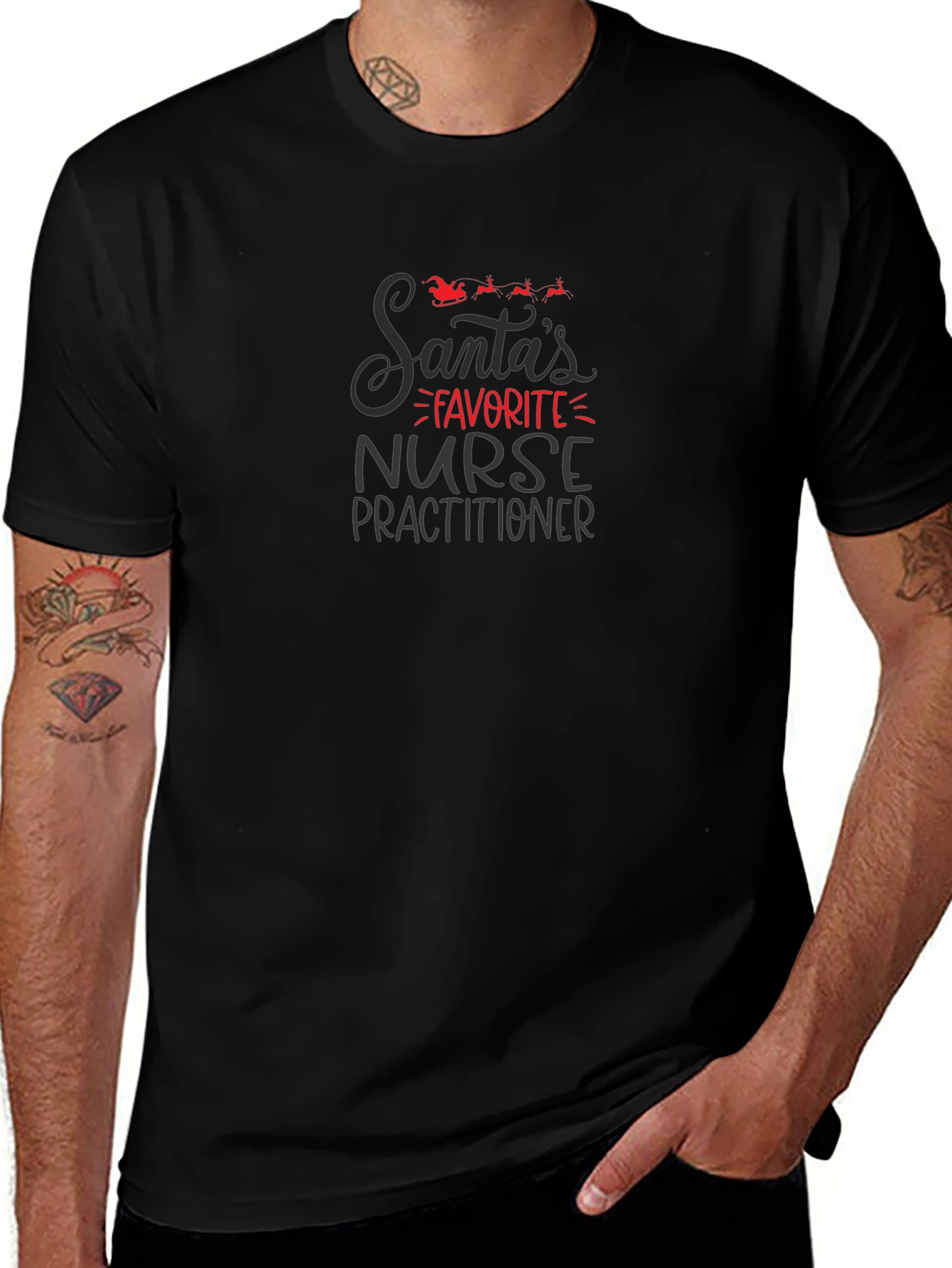 Santas Favorite Nurse Practitioner Black T-Shirt