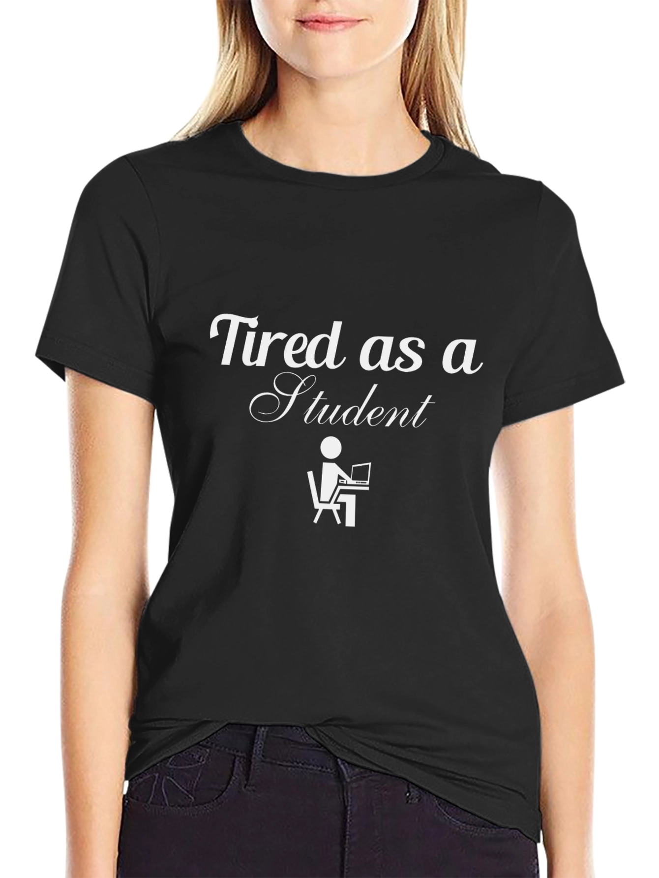 Tired Student Graphic Tee - Black Unisex T-Shirt