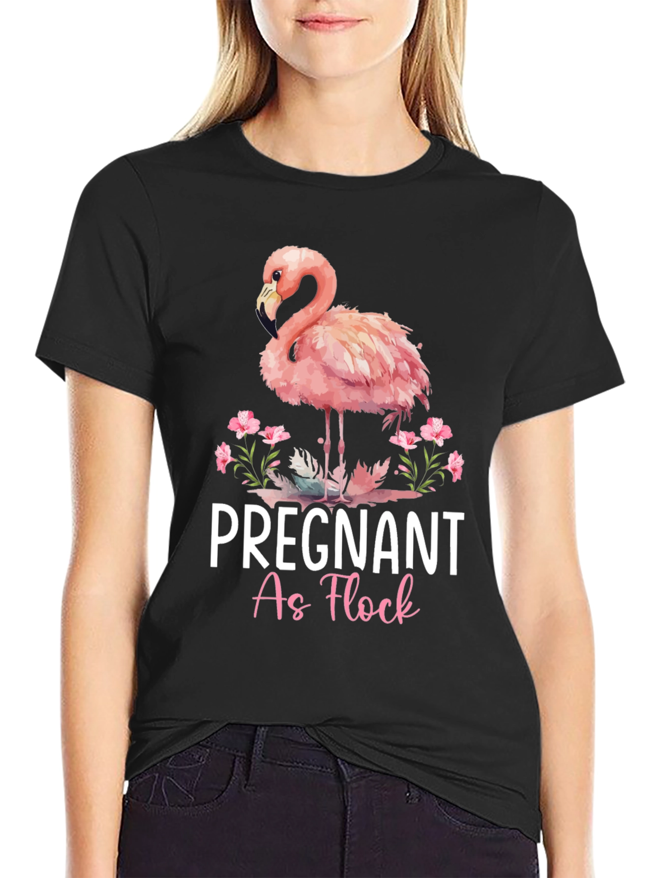 Pregnant As Flock Flamingo T-Shirt