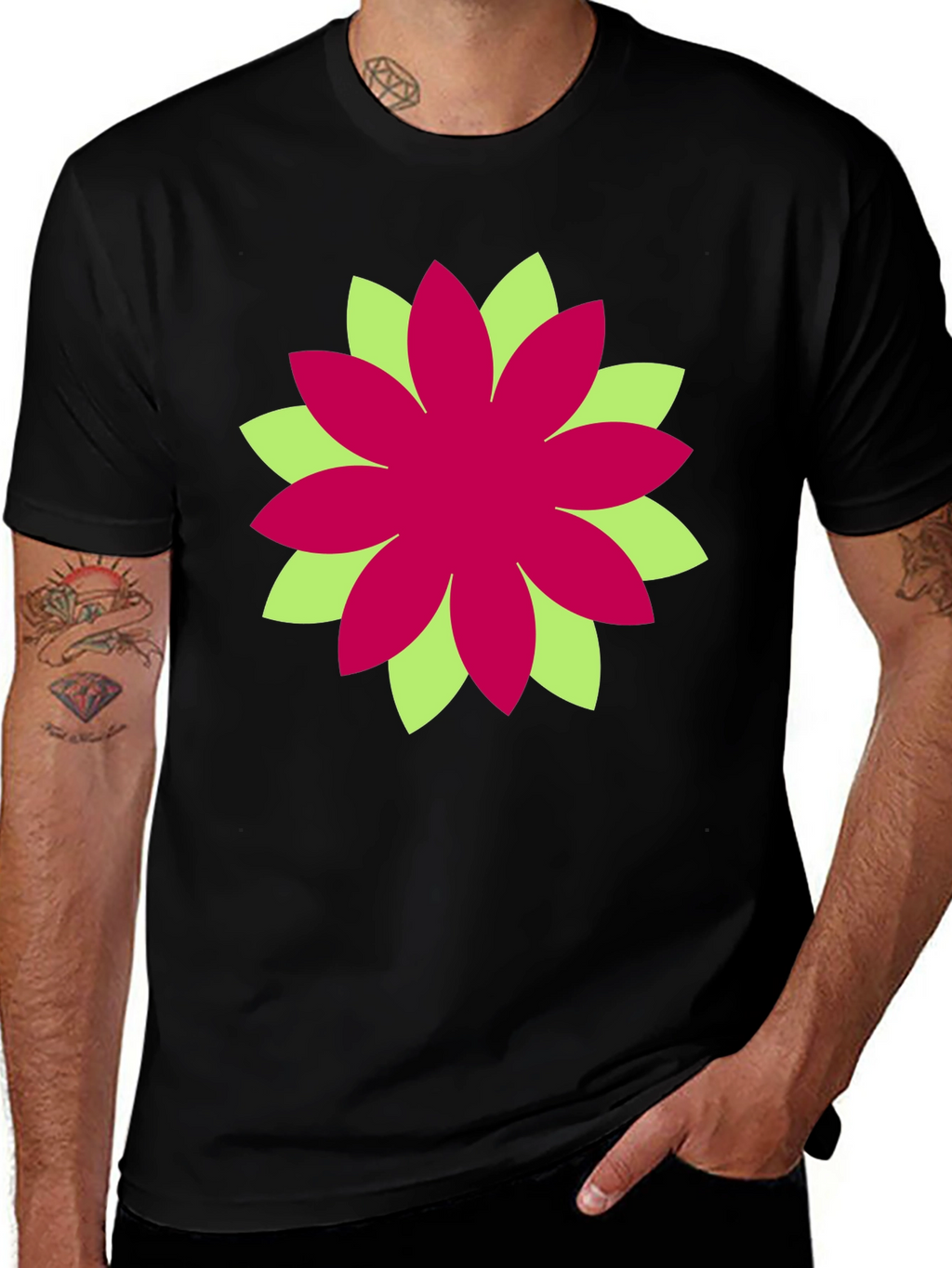 Floral Graphic Black T-Shirt