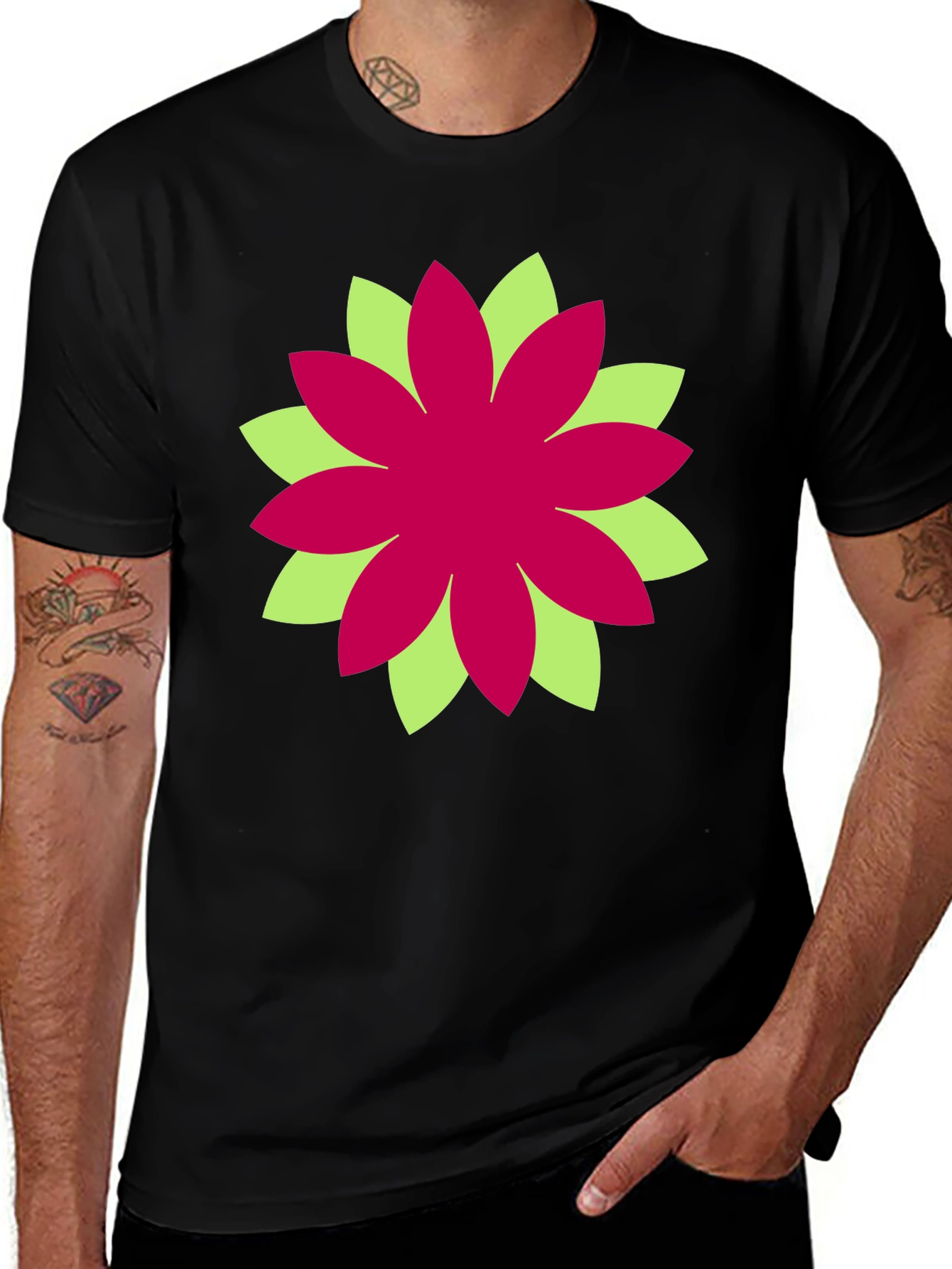 Floral Graphic Black T-Shirt