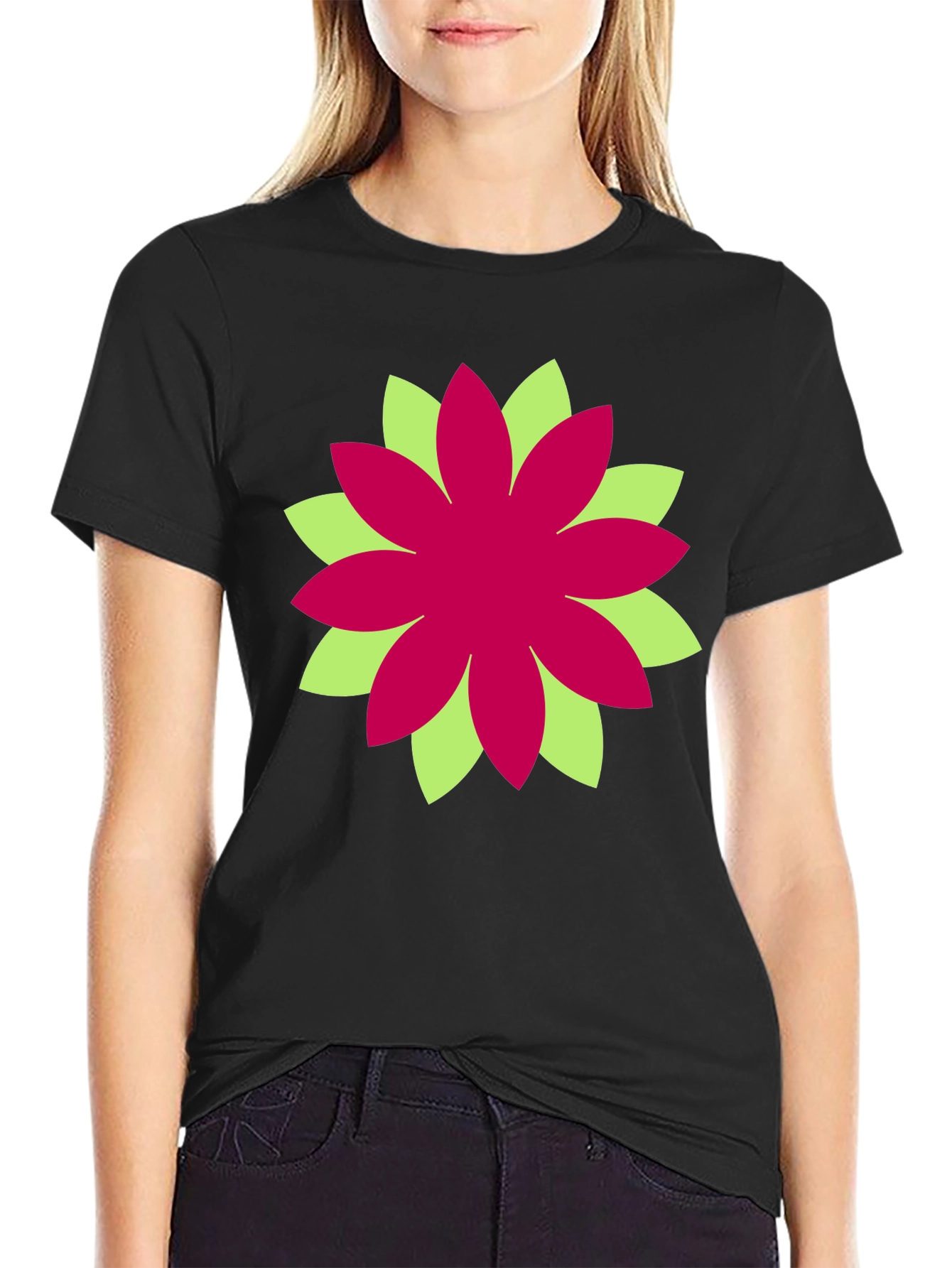 Floral Graphic Black T-Shirt