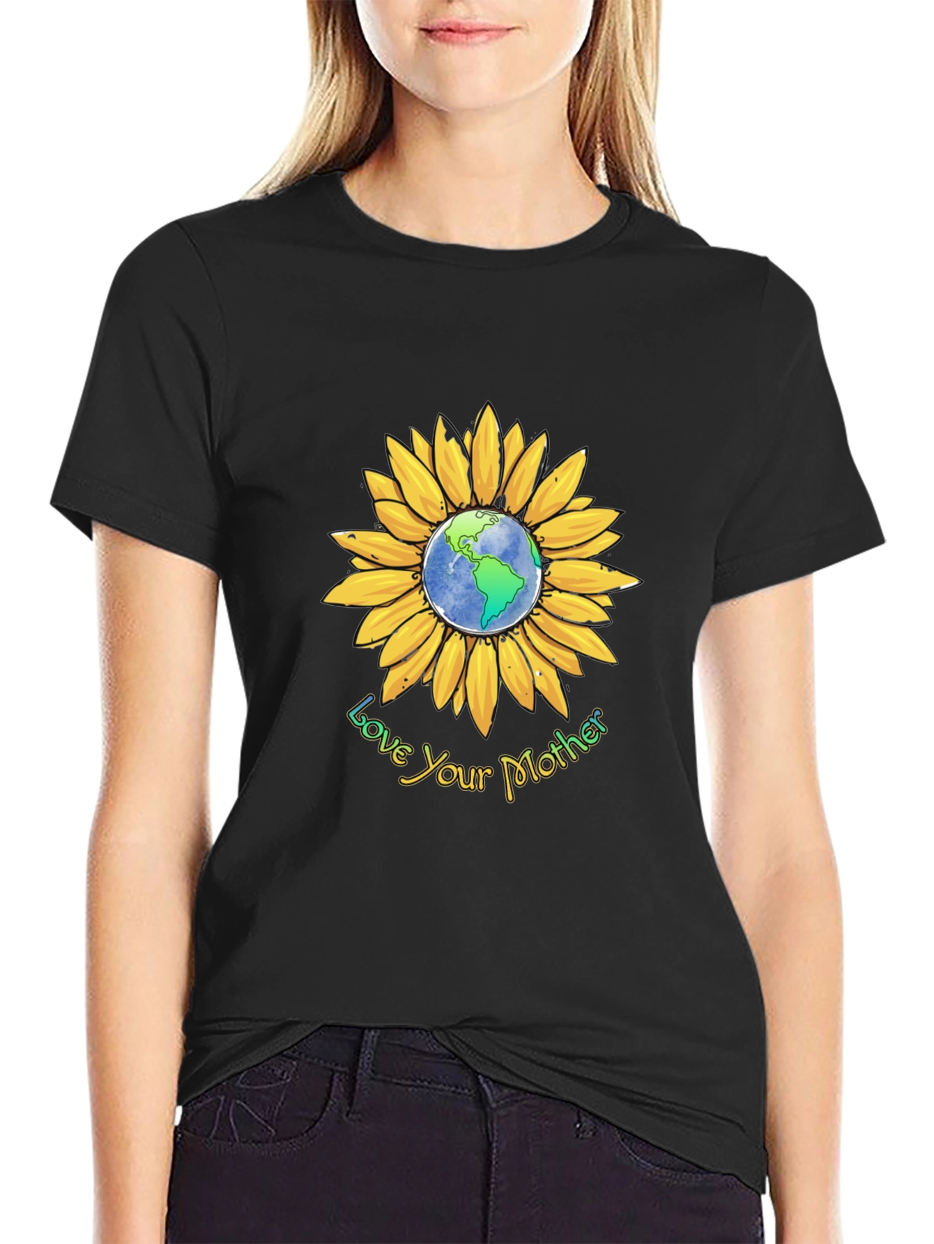 Love Your Mother Earth Sunflower Graphic Tee