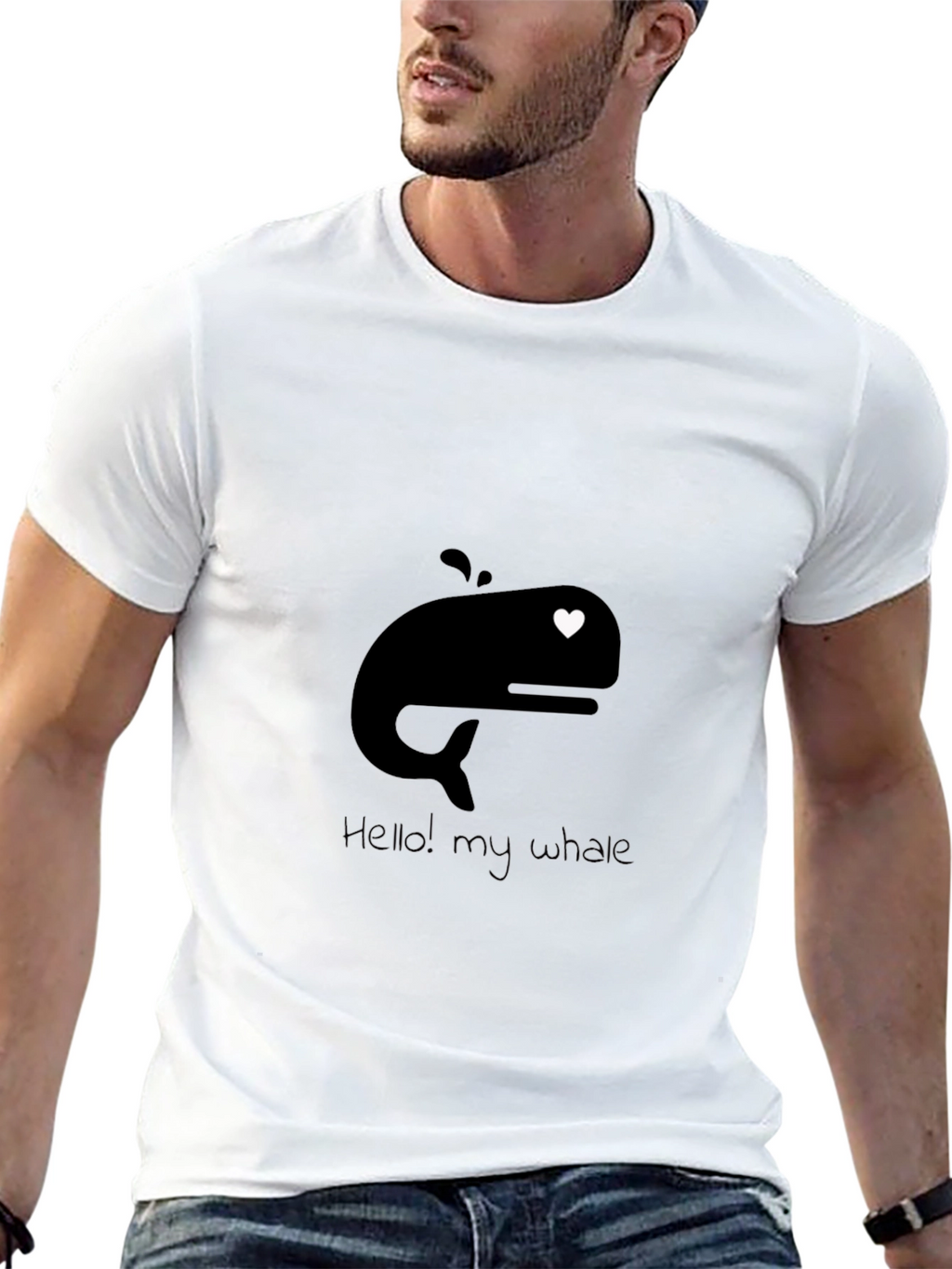 Whale Heart Graphic Tee - Mens Black T-Shirt