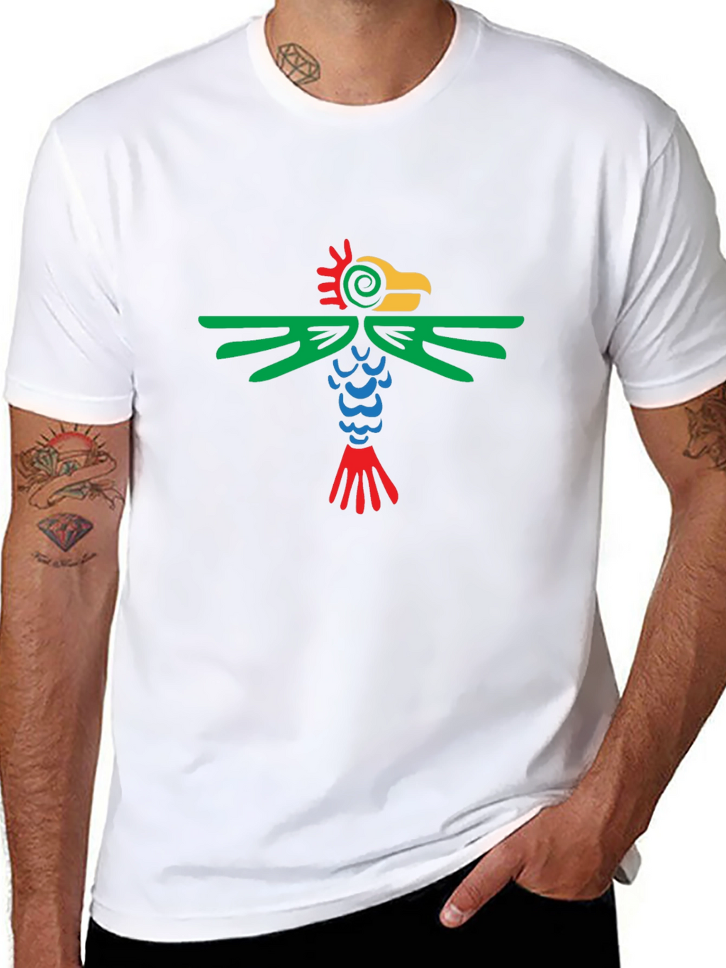 Aztec Bird Graphic Tee - Stylish Black T-Shirt