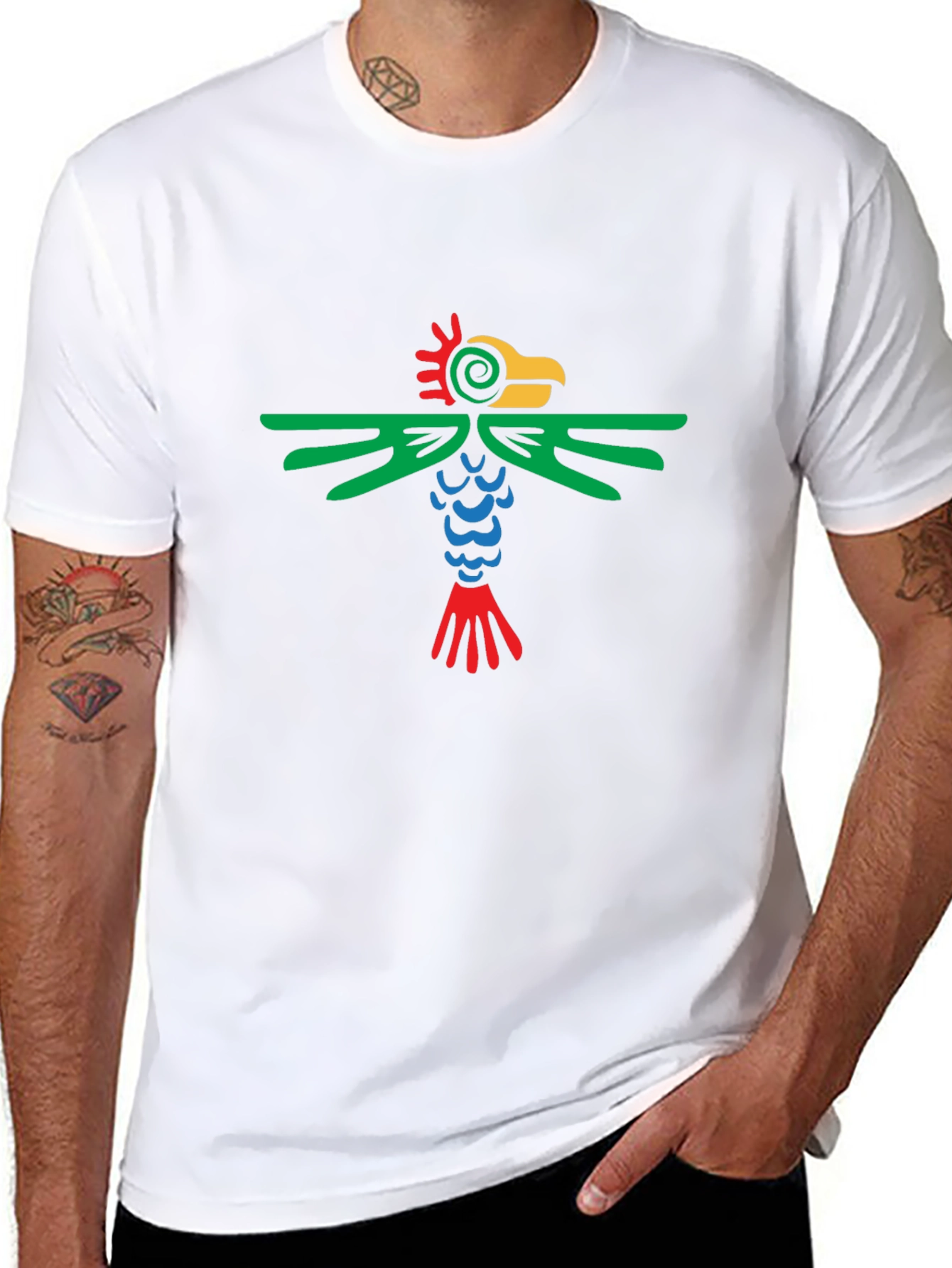 Aztec Bird Graphic Tee - Stylish Black T-Shirt