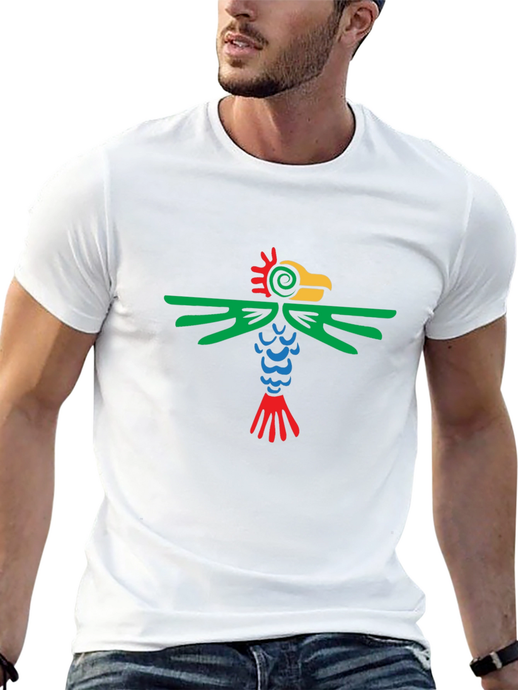 Aztec Bird Graphic Tee - Stylish Black T-Shirt