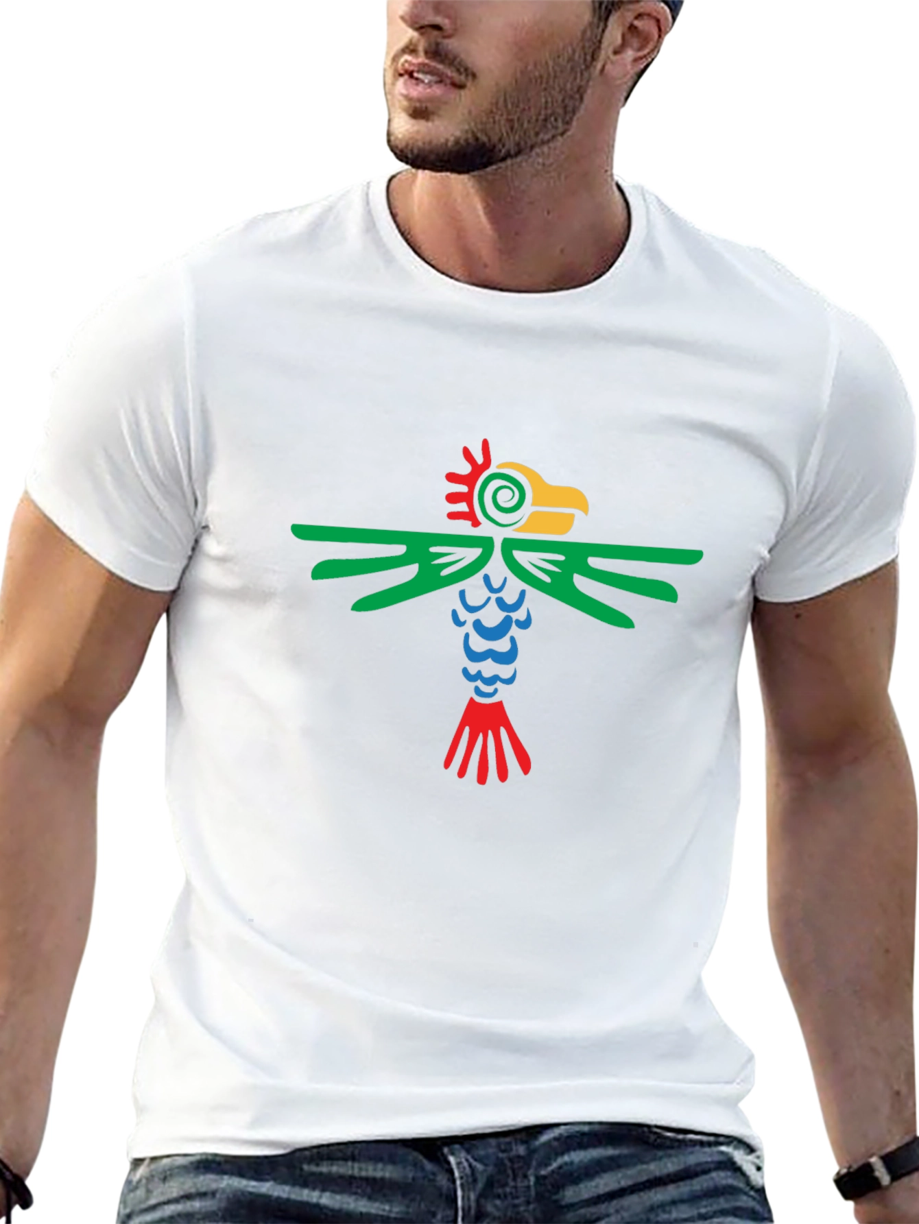 Aztec Bird Graphic Tee - Stylish Black T-Shirt