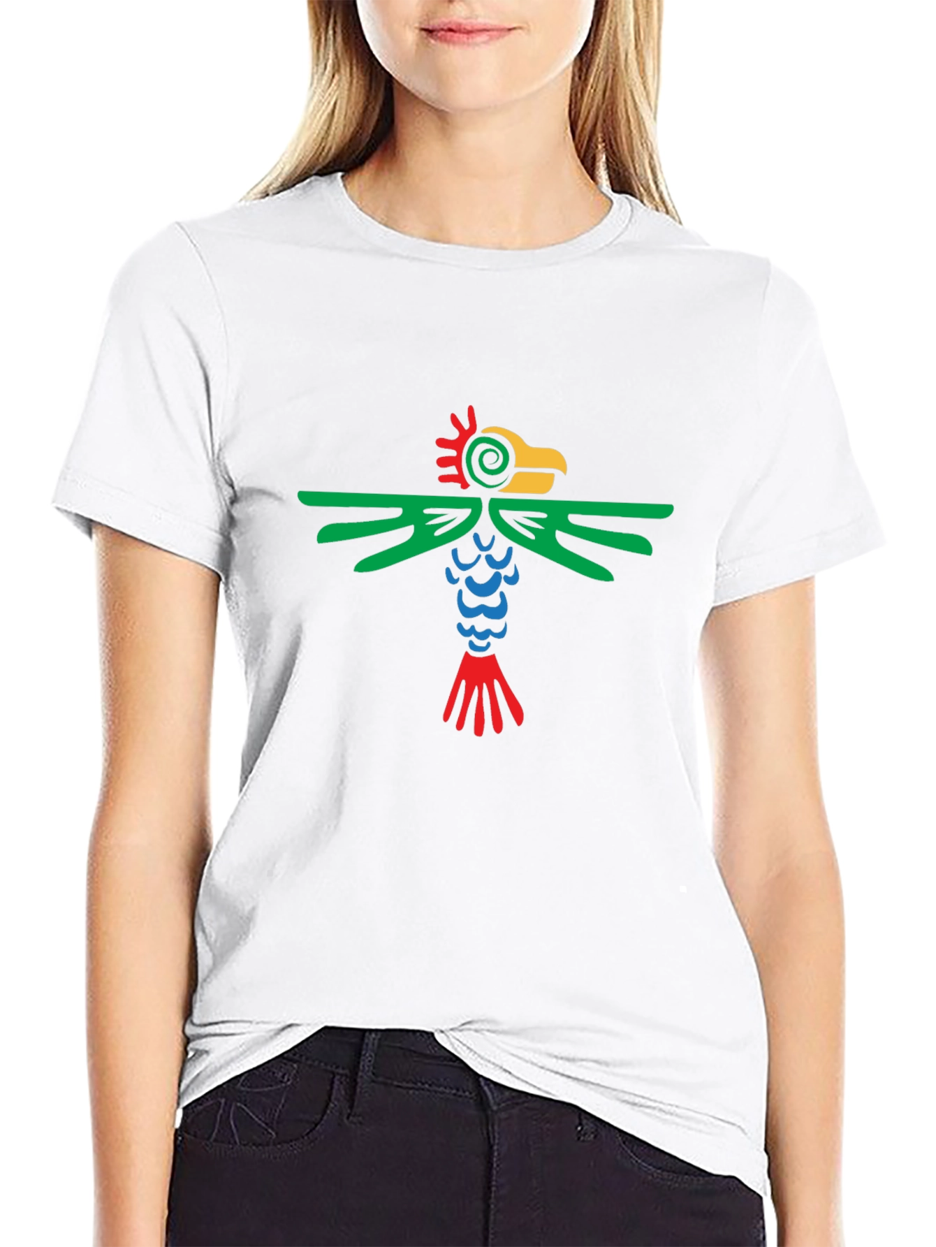 Aztec Bird Graphic Tee - Stylish Black T-Shirt