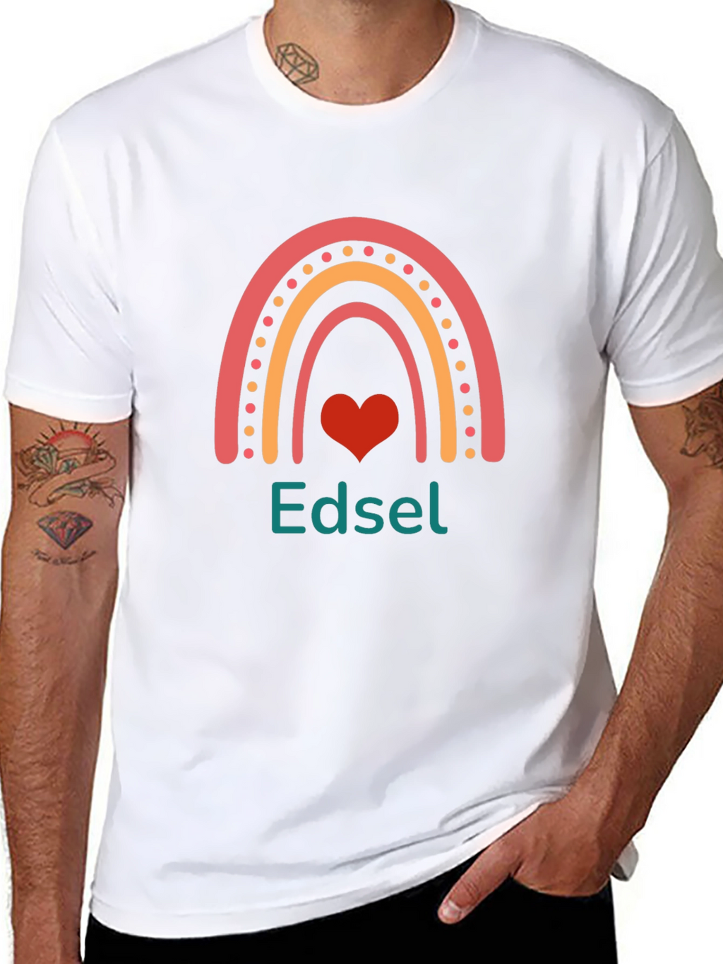 Edsel Rainbow Heart Graphic Tee - Black