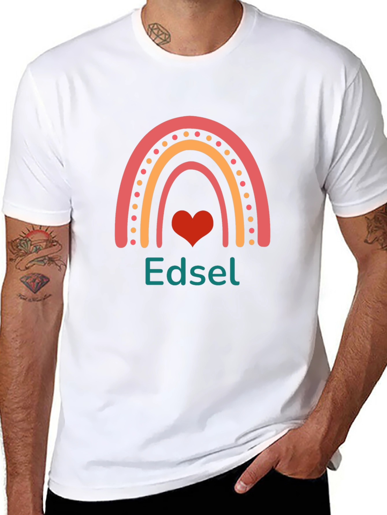 Edsel Rainbow Heart Graphic Tee - Black