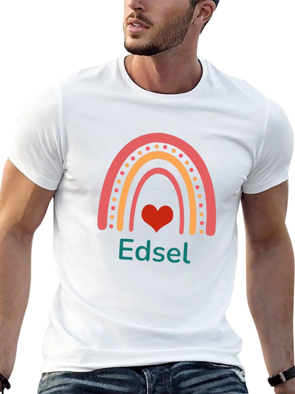 Edsel Rainbow Heart Graphic Tee - Black