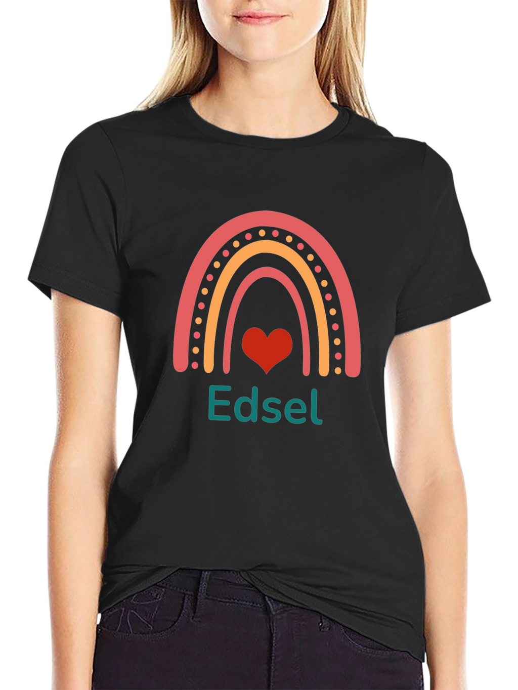 Edsel Rainbow Heart Graphic Tee - Black
