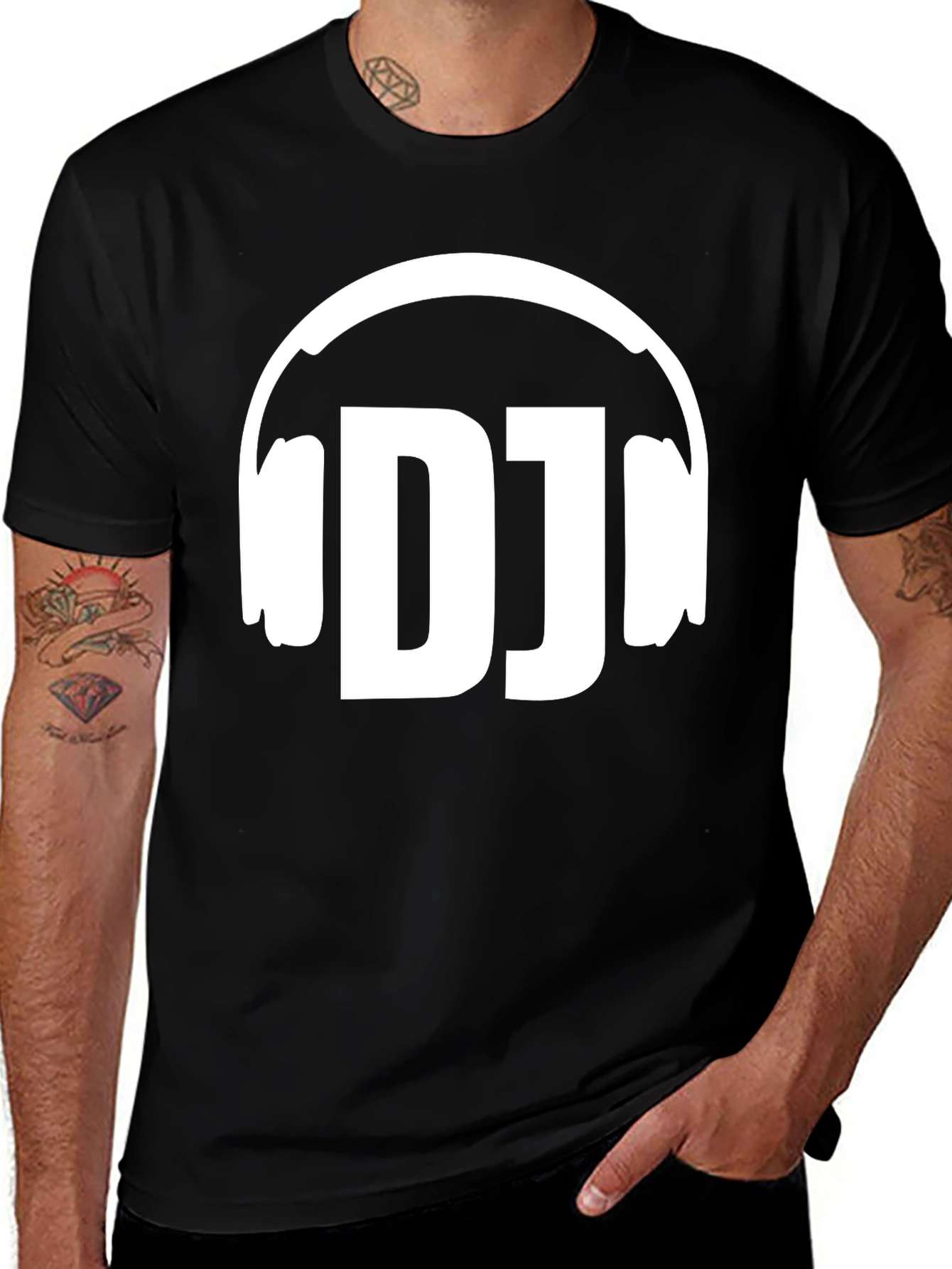DJ Headphones Graphic Tee - Black Cotton Music Lover Shirt