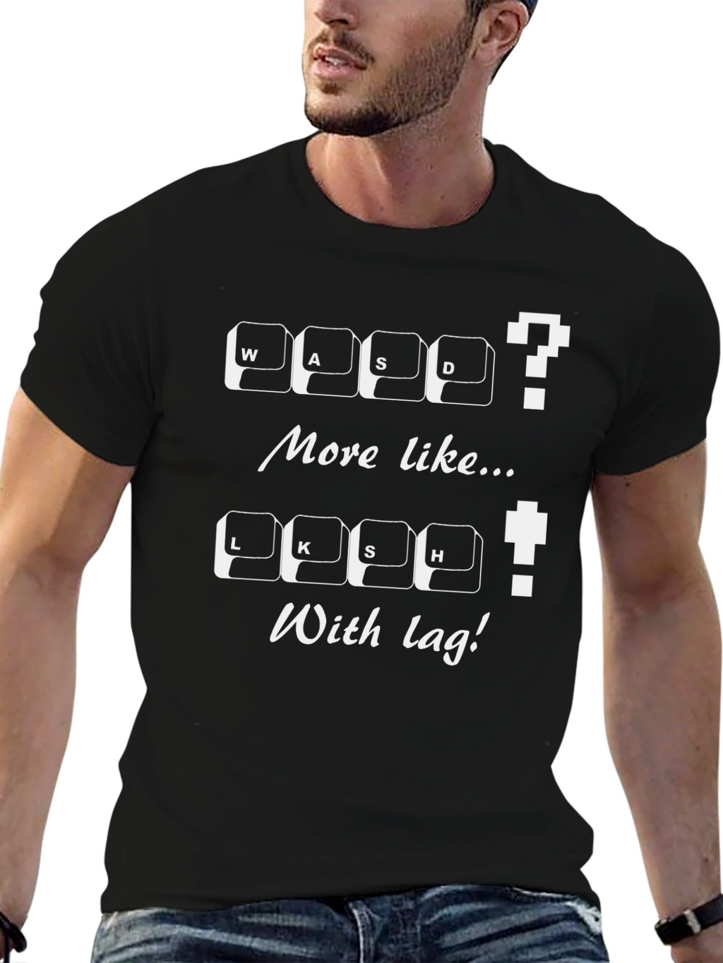 Gamer T-Shirt: WASD / LKSH With Lag! Novelty Tee