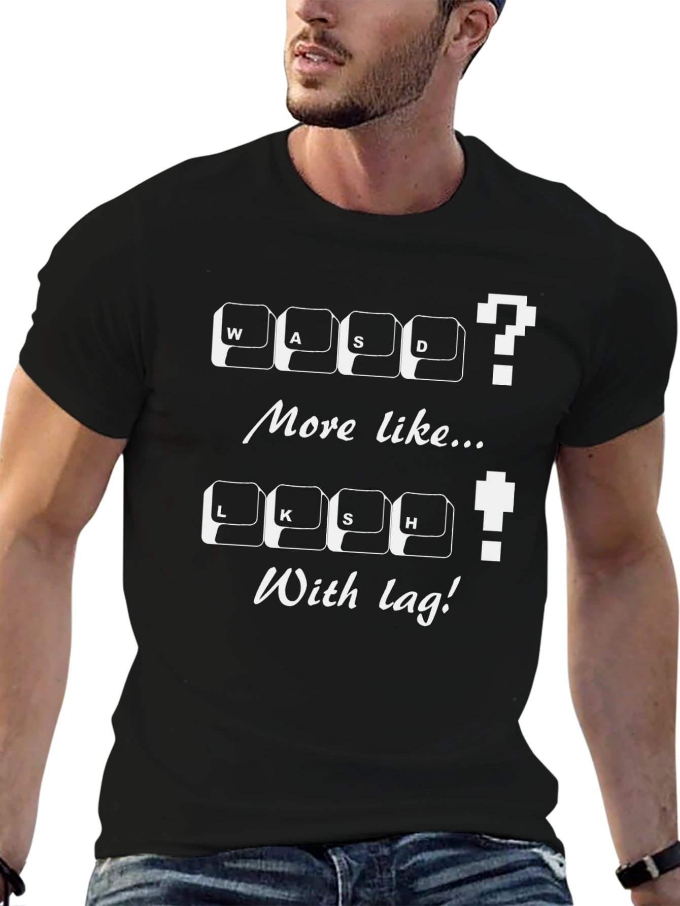 Gamer T-Shirt: WASD / LKSH With Lag! Novelty Tee