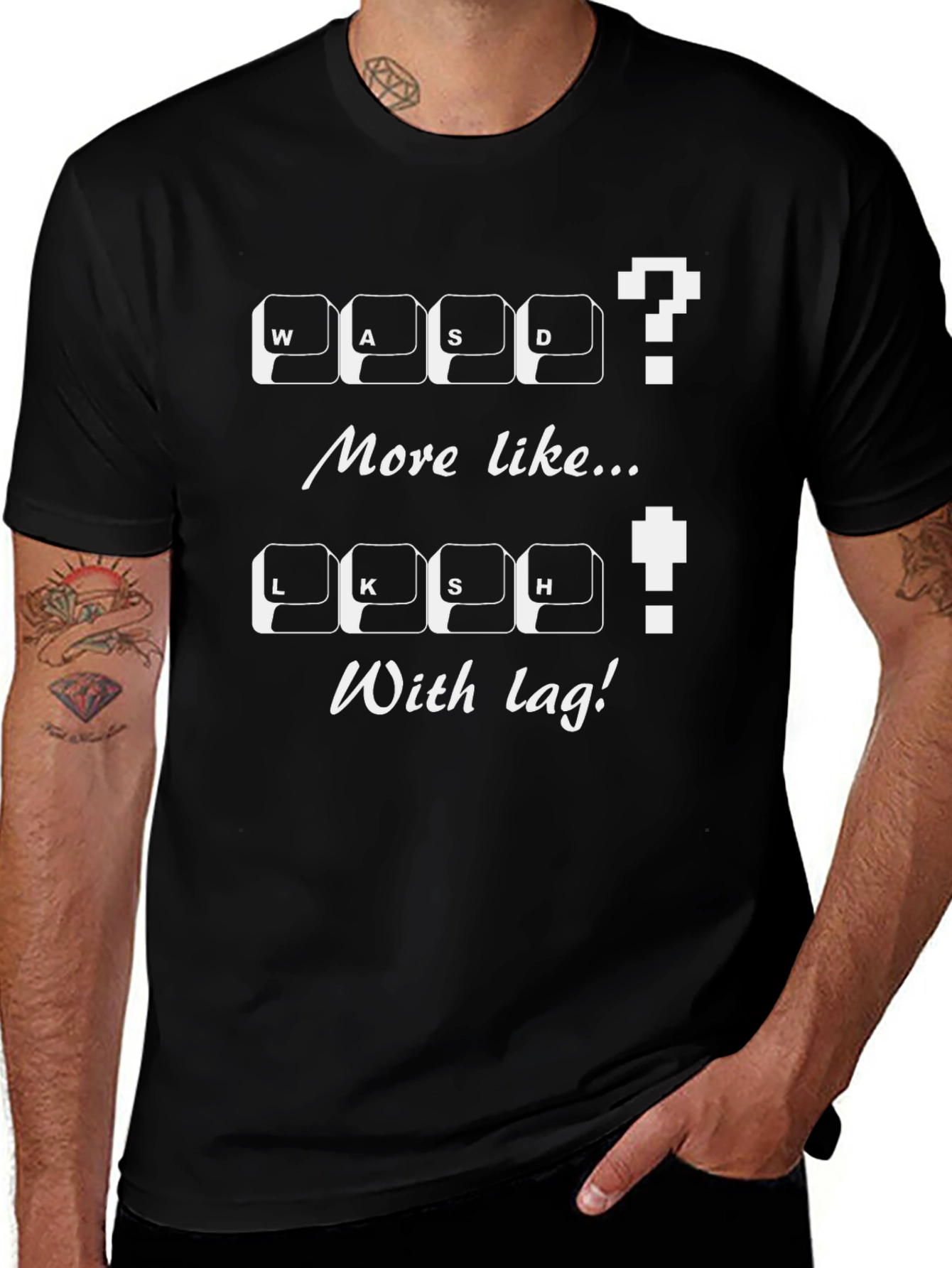 Gamer T-Shirt: WASD / LKSH With Lag! Novelty Tee