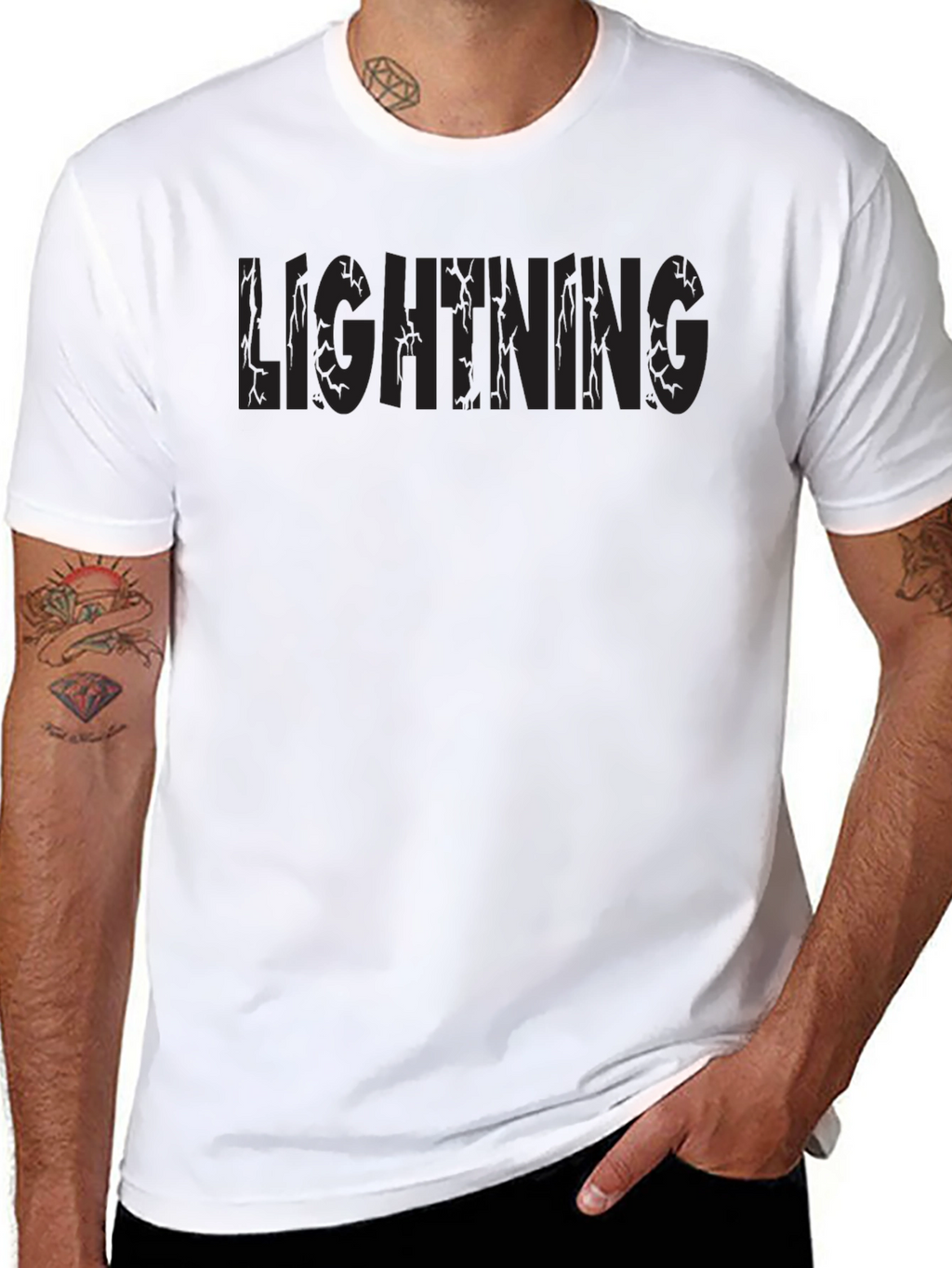 Lightning Graphic Print Black T-Shirt