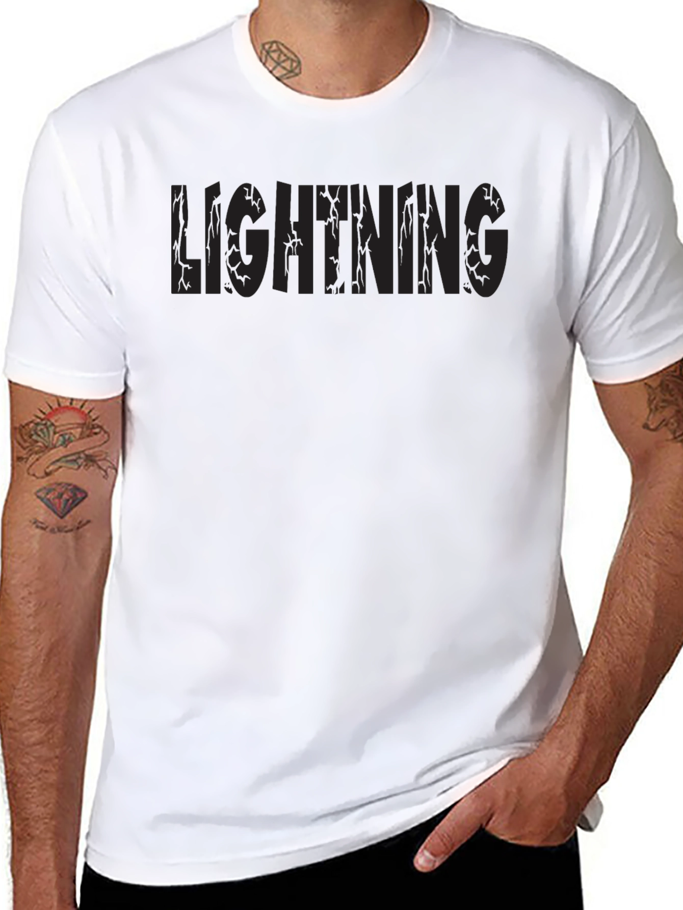 Lightning Graphic Print Black T-Shirt
