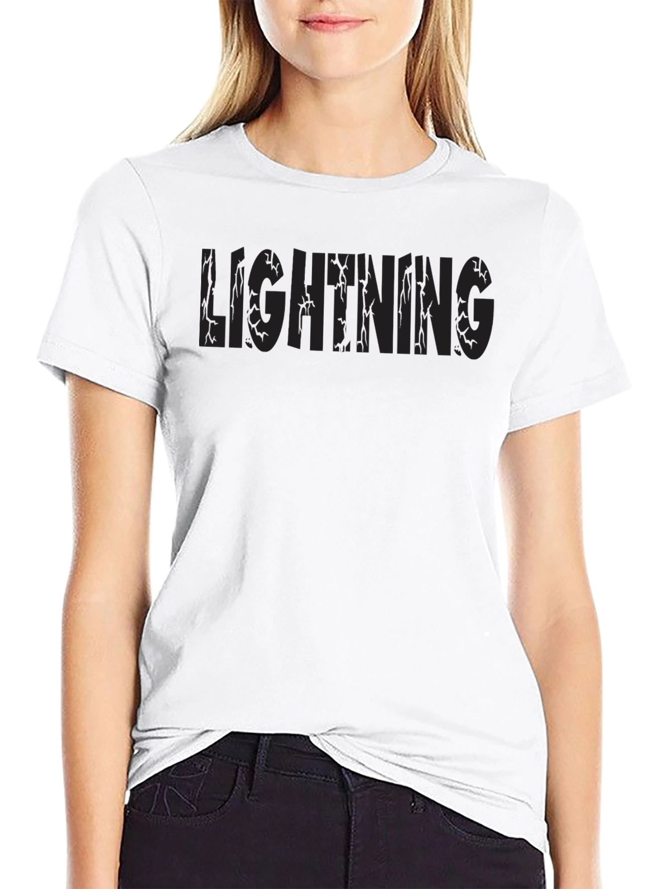 Lightning Graphic Print Black T-Shirt