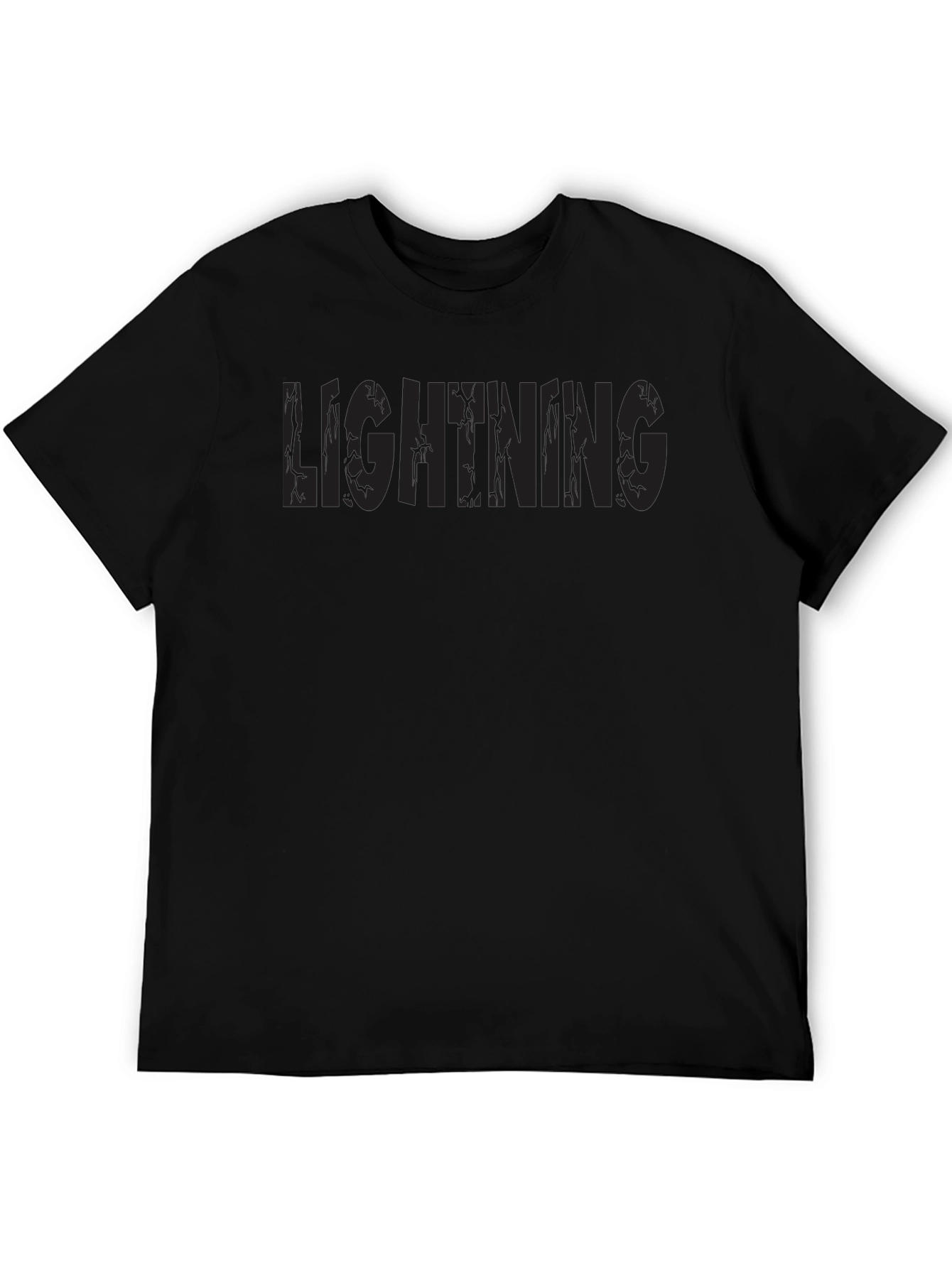 Lightning Graphic Print Black T-Shirt