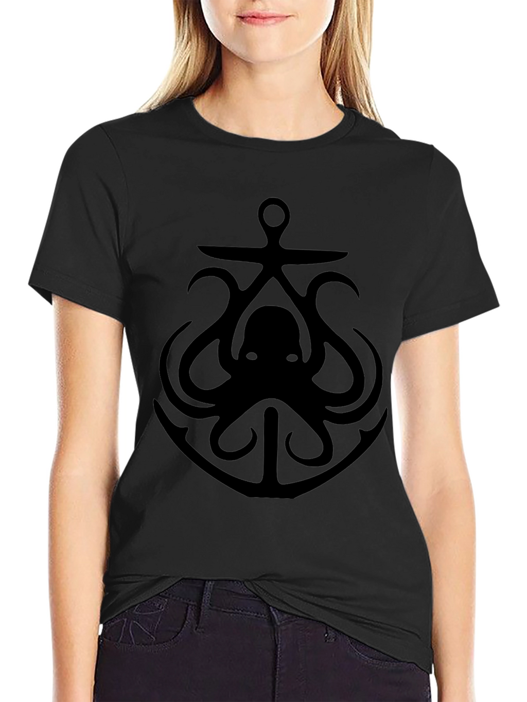Octopus Anchor Graphic Tee - Mens Black T-Shirt