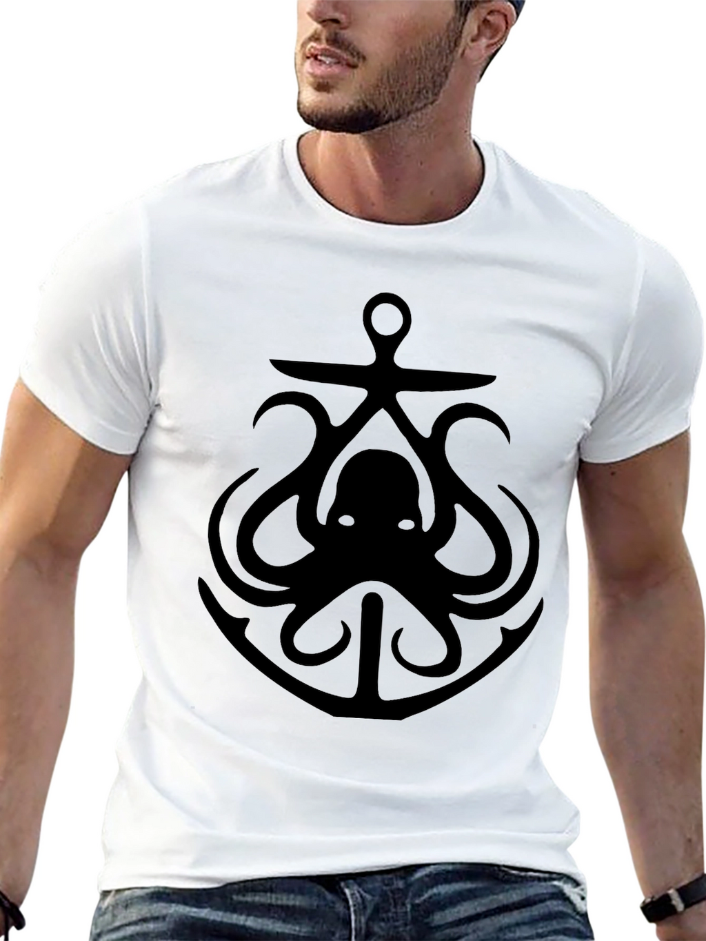 Octopus Anchor Graphic Tee - Mens Black T-Shirt