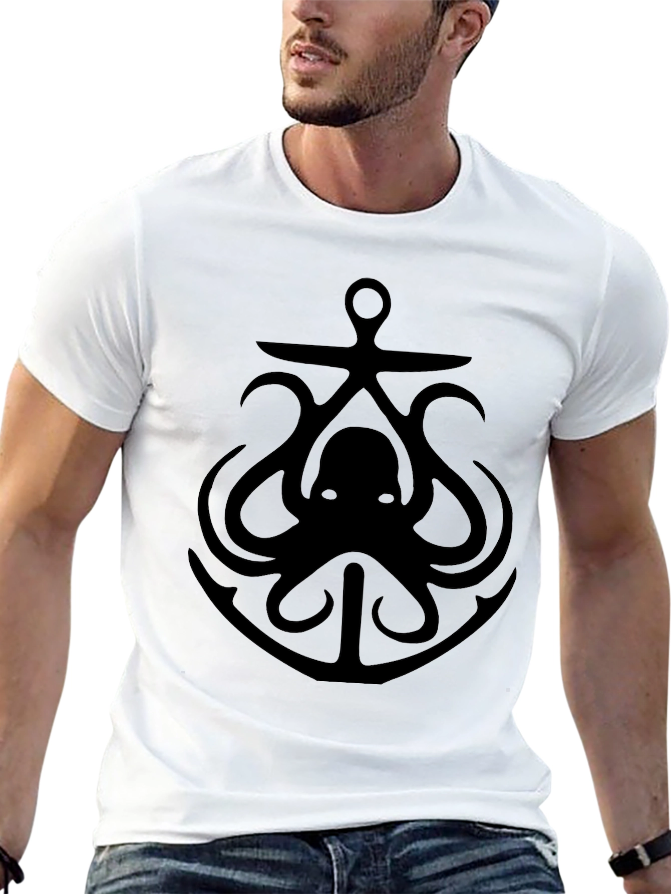 Octopus Anchor Graphic Tee - Mens Black T-Shirt