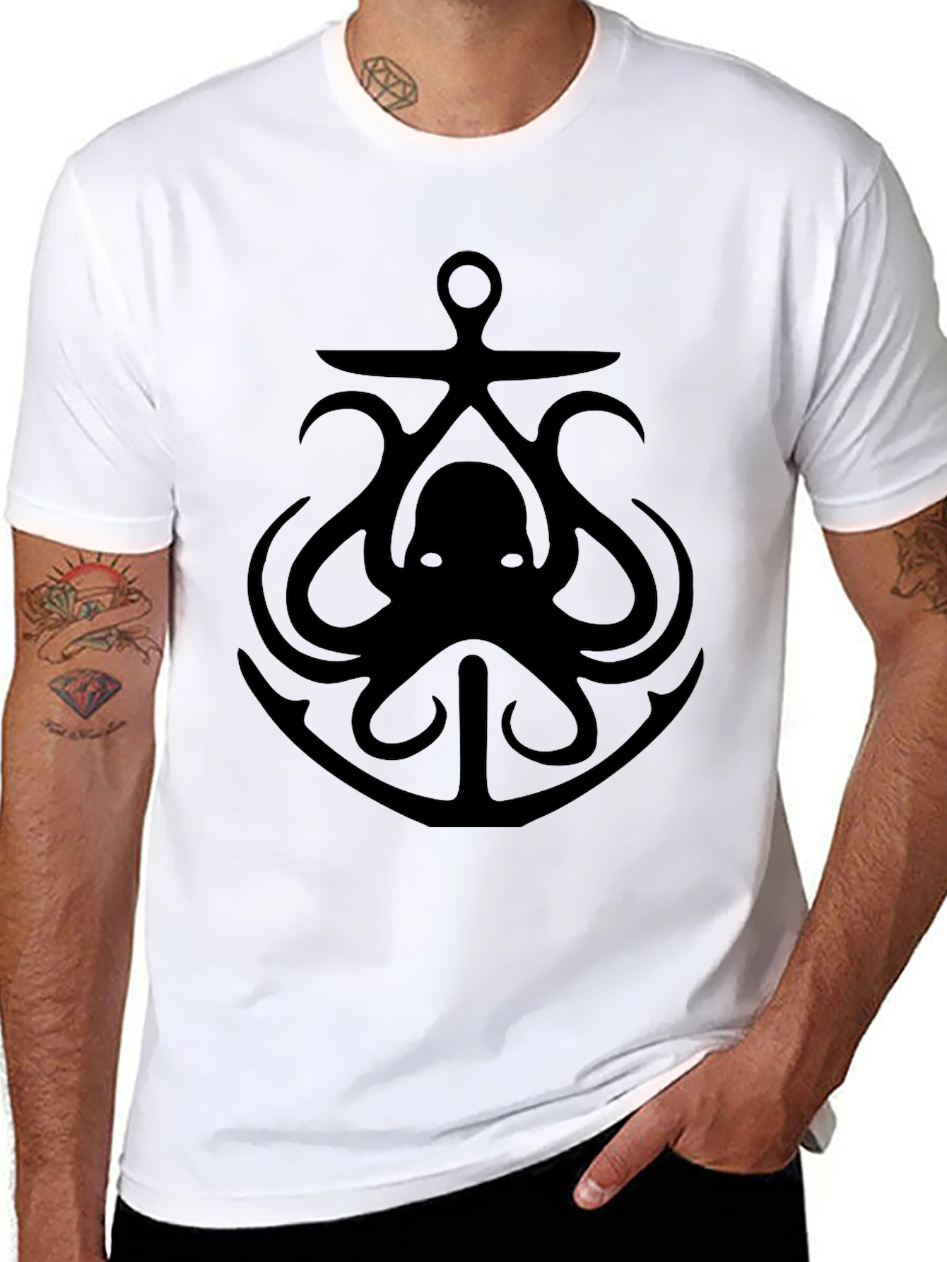 Octopus Anchor Graphic Tee - Mens Black T-Shirt