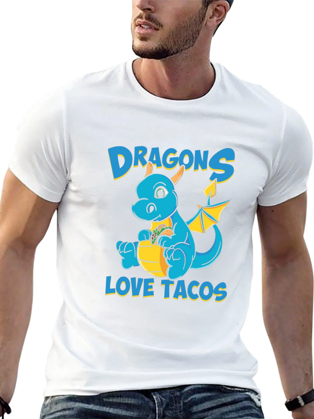 Dragons Love Tacos T-Shirt - Cute Cartoon Dragon Tee