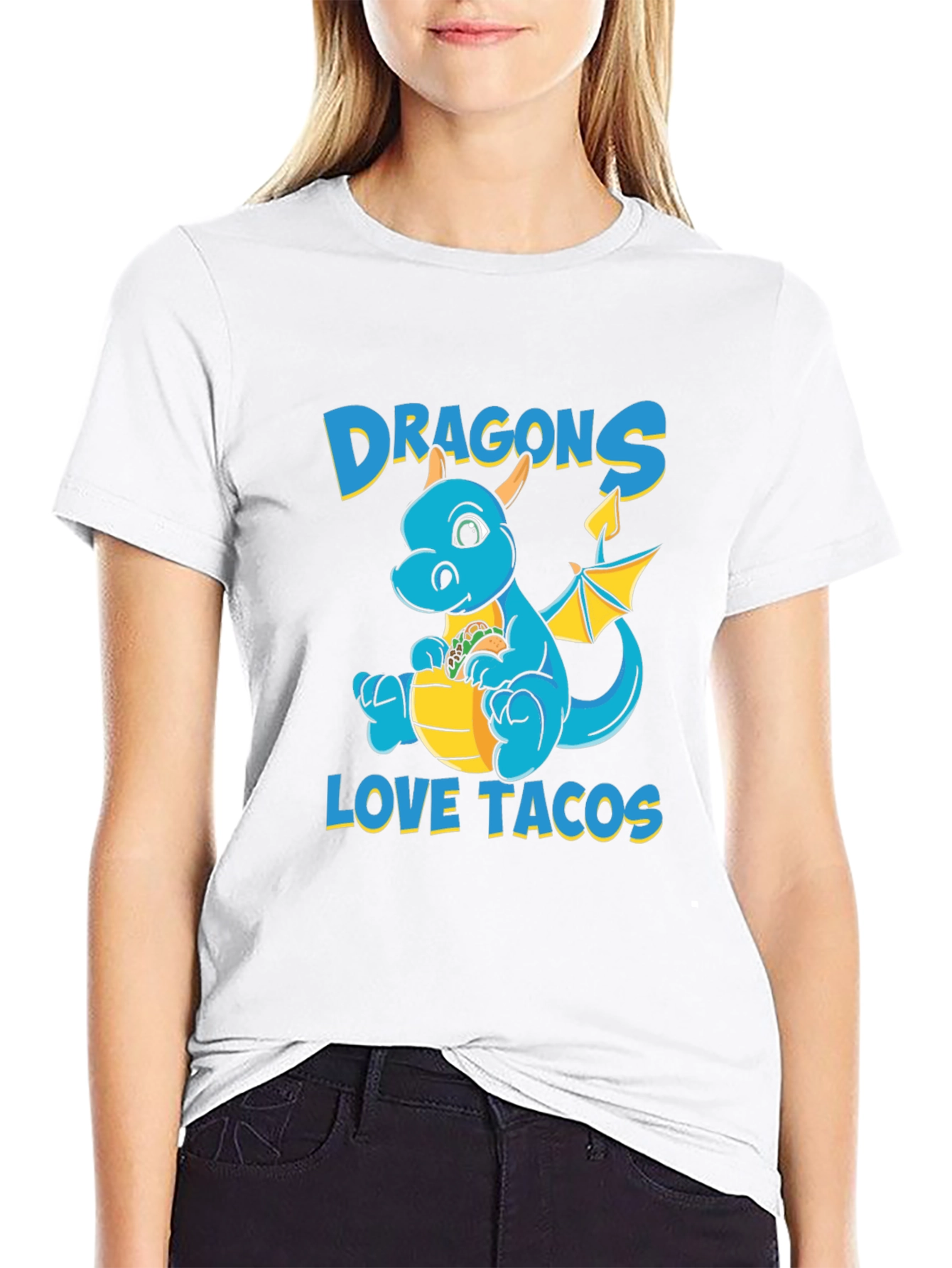 Dragons Love Tacos T-Shirt - Cute Cartoon Dragon Tee
