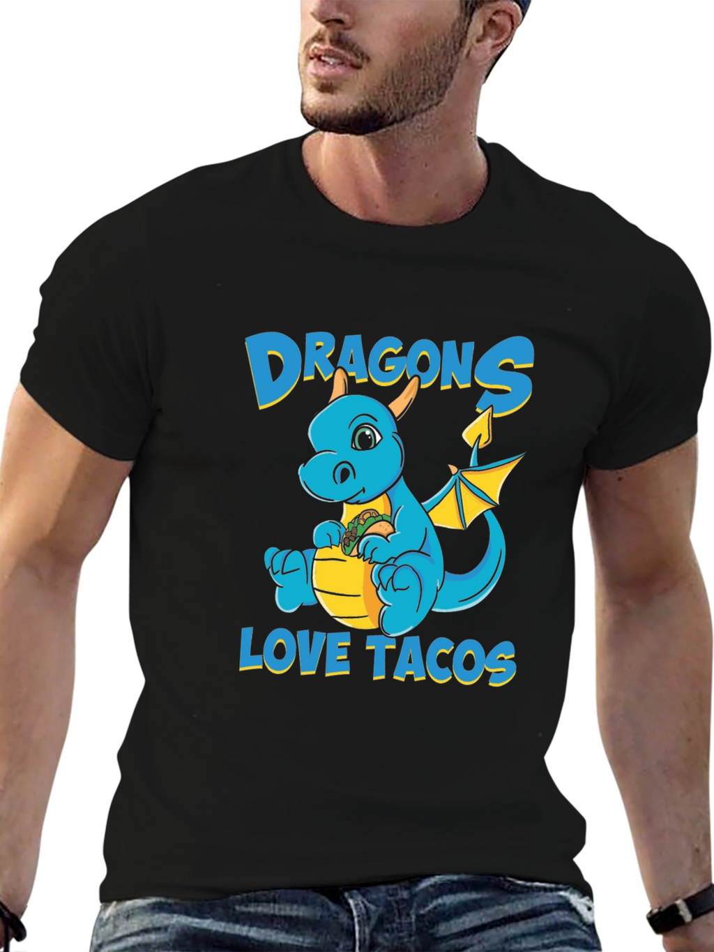 Dragons Love Tacos T-Shirt - Cute Cartoon Dragon Tee