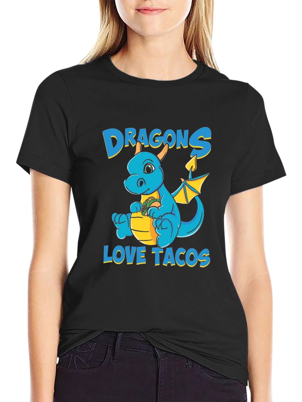 Dragons Love Tacos T-Shirt - Cute Cartoon Dragon Tee