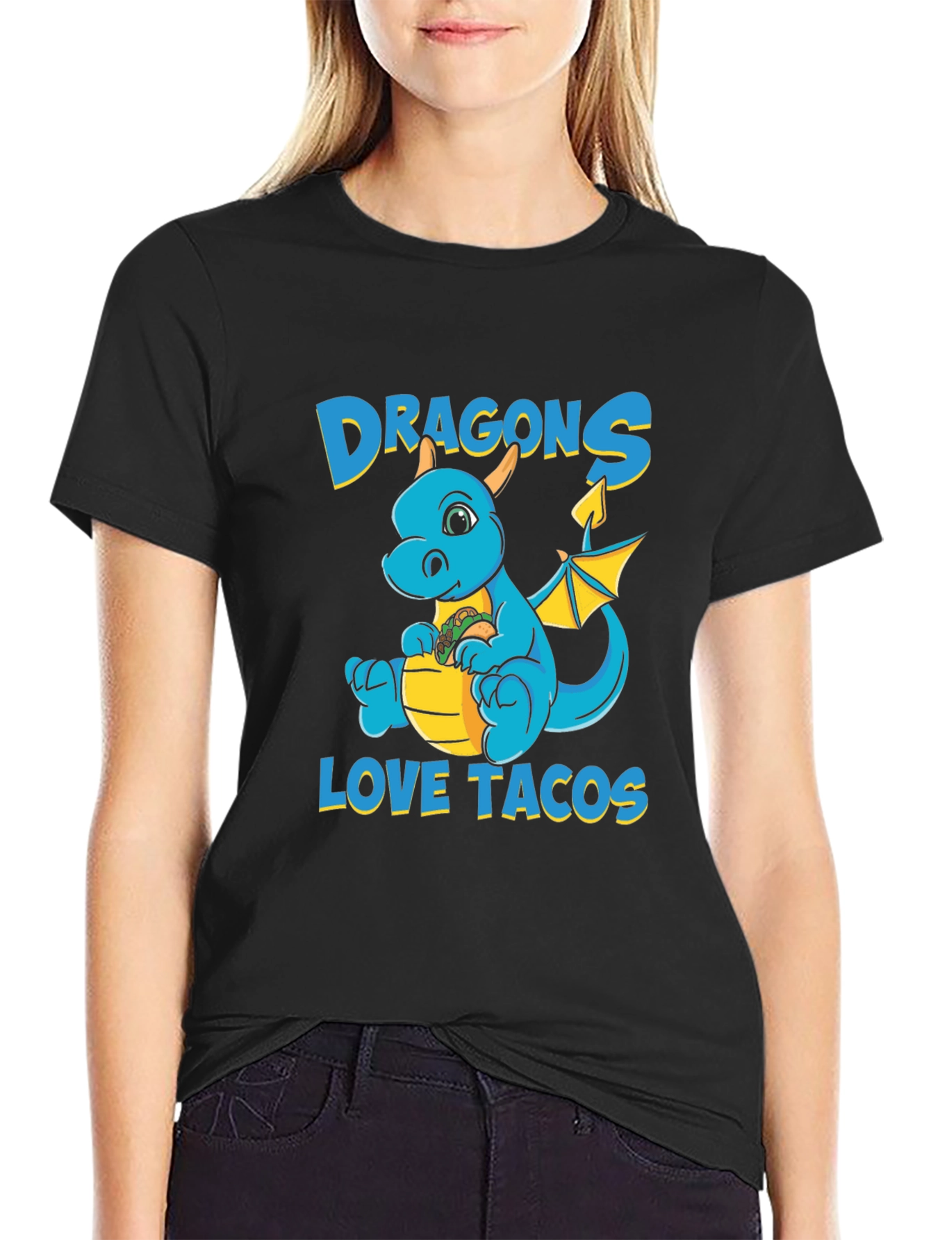 Dragons Love Tacos T-Shirt - Cute Cartoon Dragon Tee