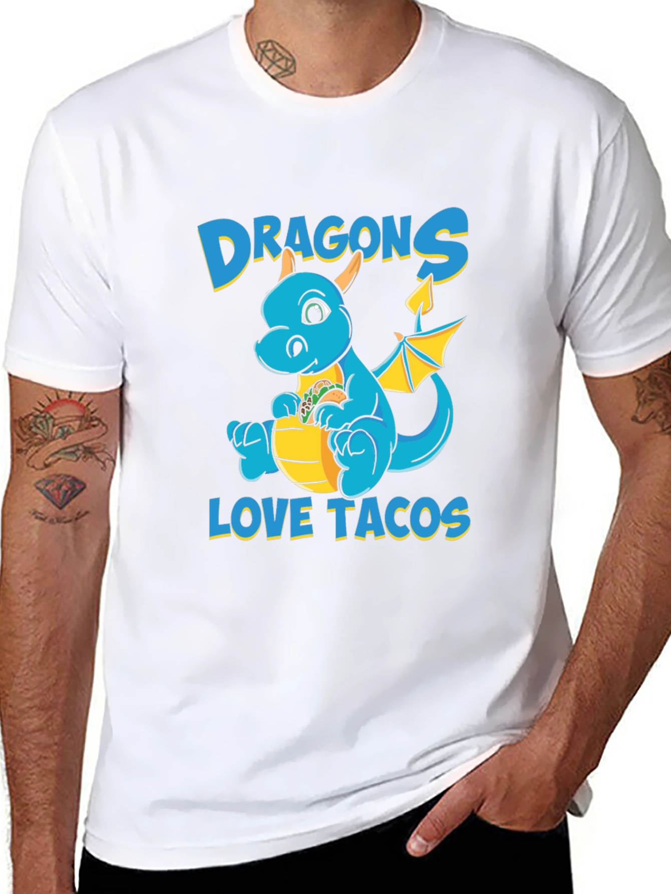 Dragons Love Tacos T-Shirt - Cute Cartoon Dragon Tee