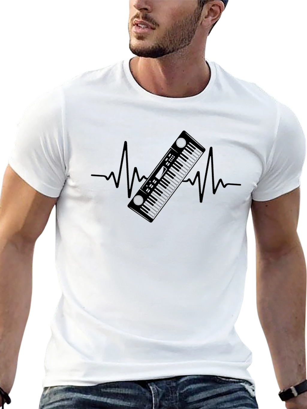 Keyboard Heartbeat T-Shirt - Music Lover Tee