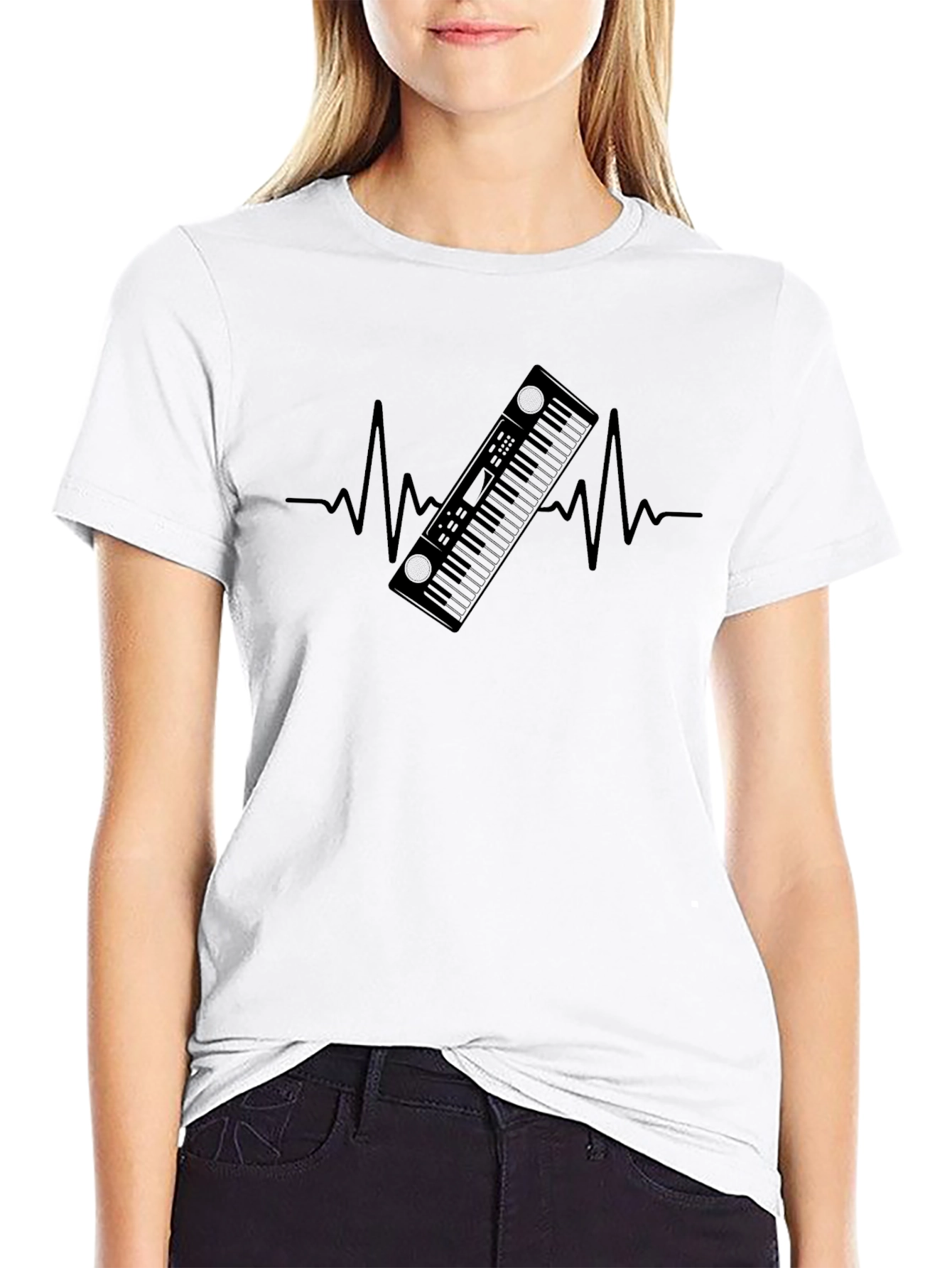 Keyboard Heartbeat T-Shirt - Music Lover Tee