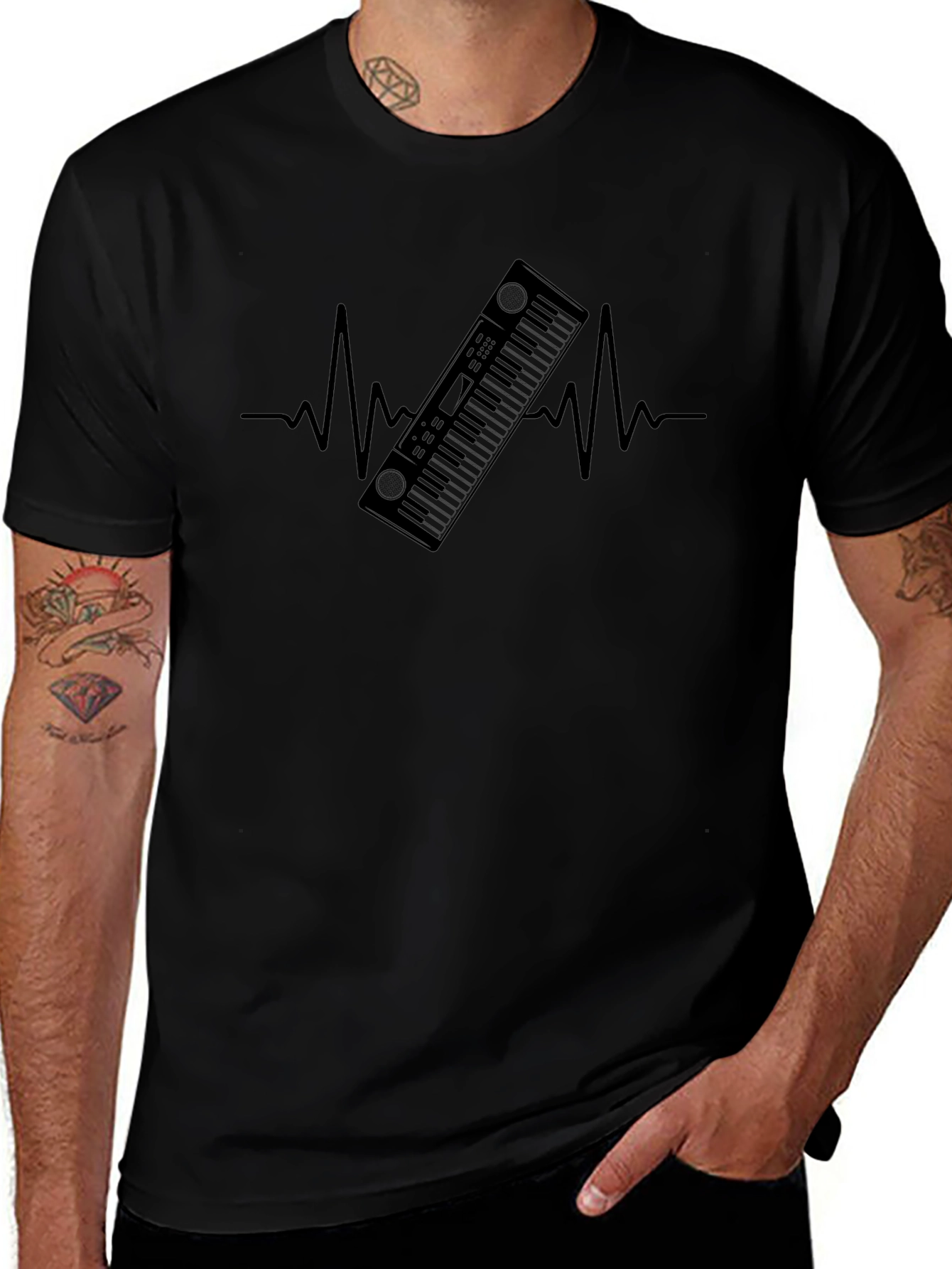 Keyboard Heartbeat T-Shirt - Music Lover Tee