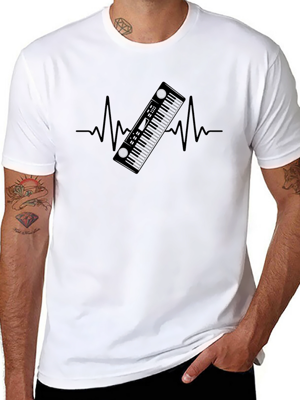 Keyboard Heartbeat T-Shirt - Music Lover Tee