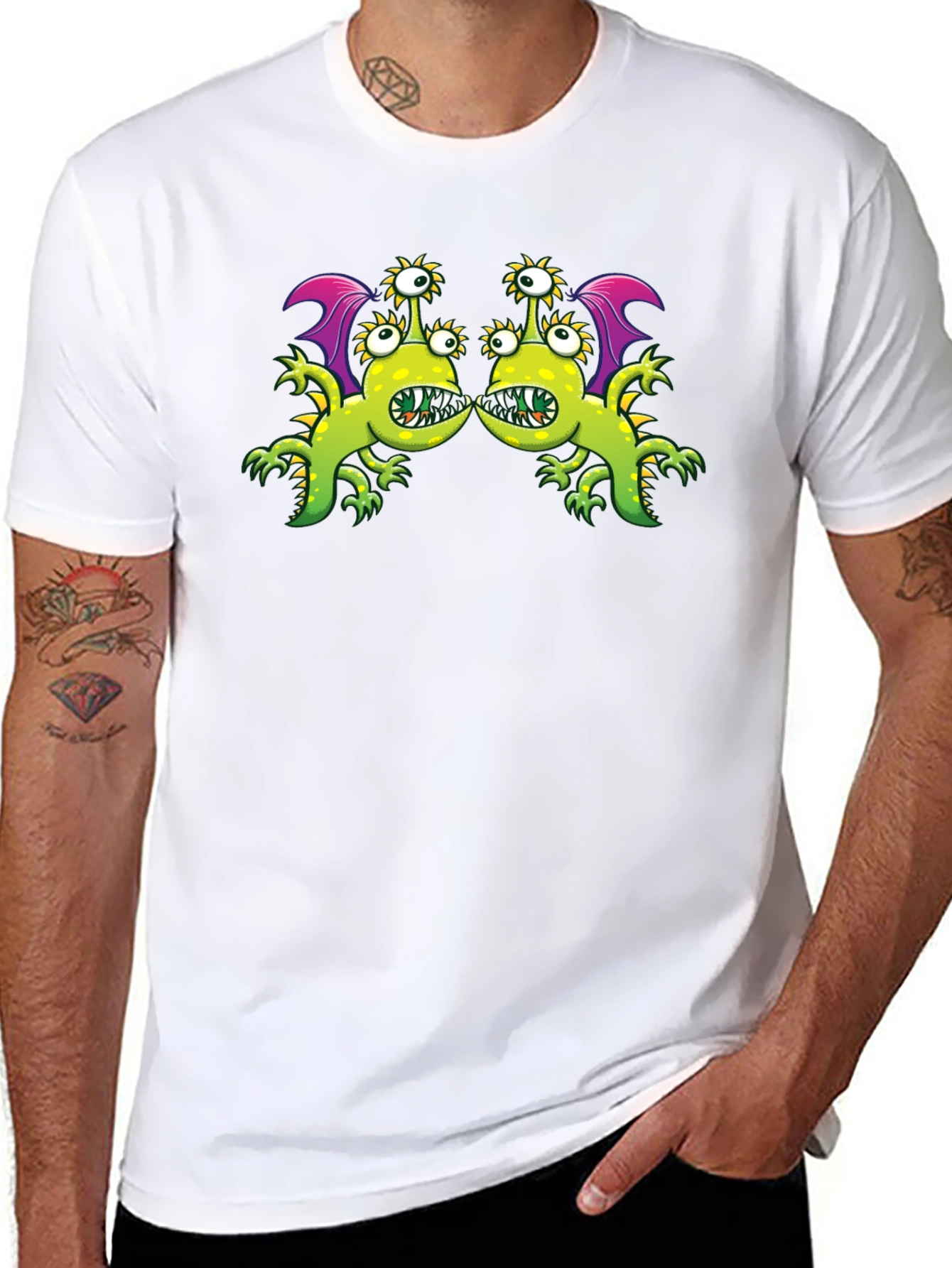 Monster Graphic Tee - Black Cotton Blend