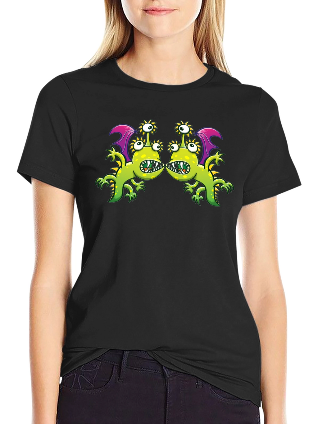 Monster Graphic Tee - Black Cotton Blend