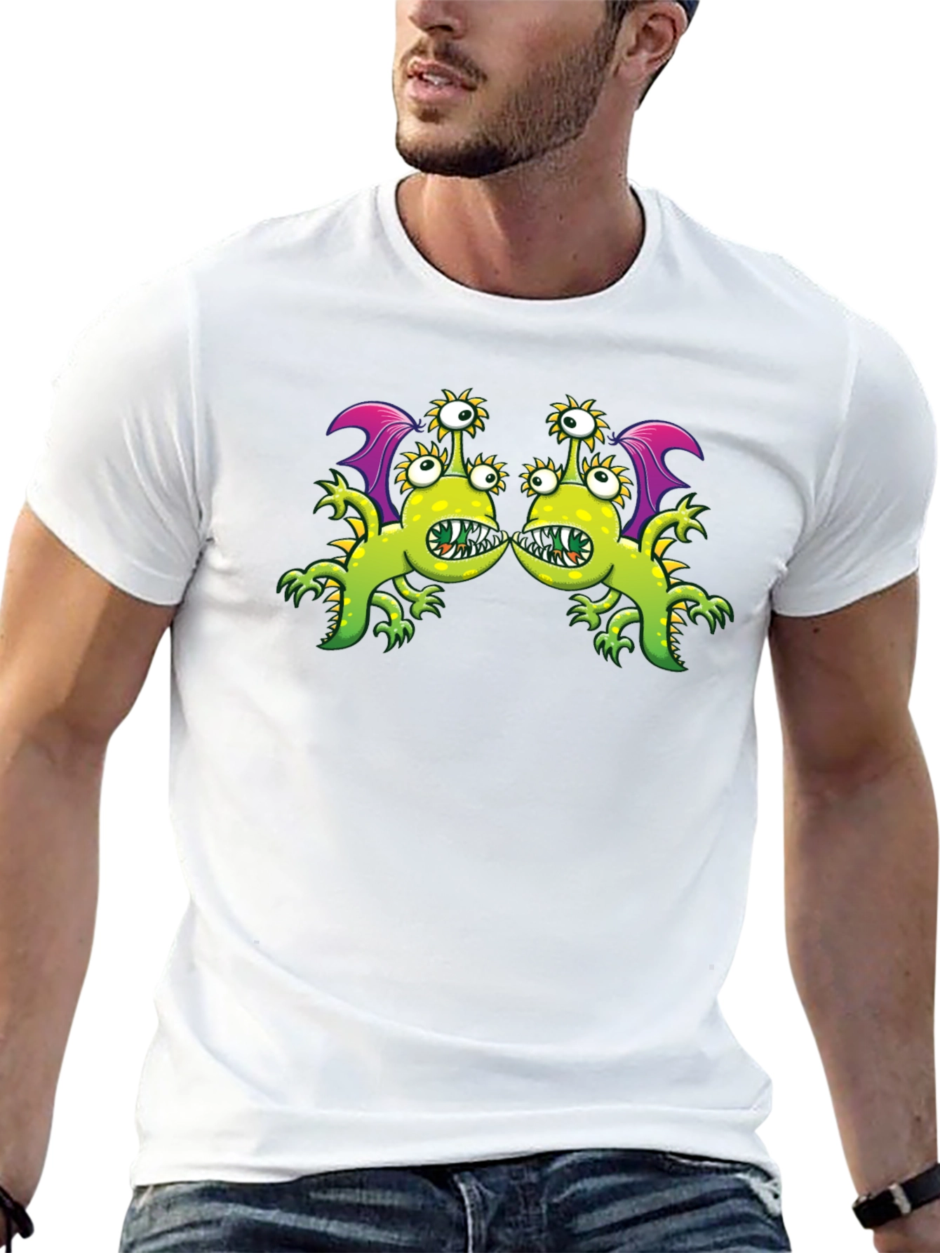 Monster Graphic Tee - Black Cotton Blend