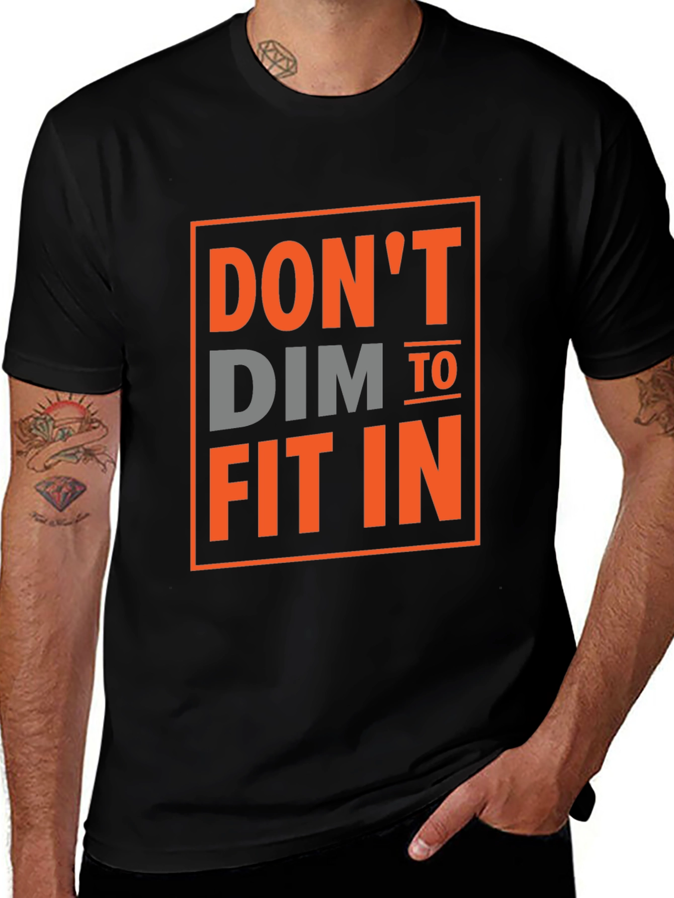 Dont Dim To Fit In Graphic Tee - Black Cotton T-Shirt