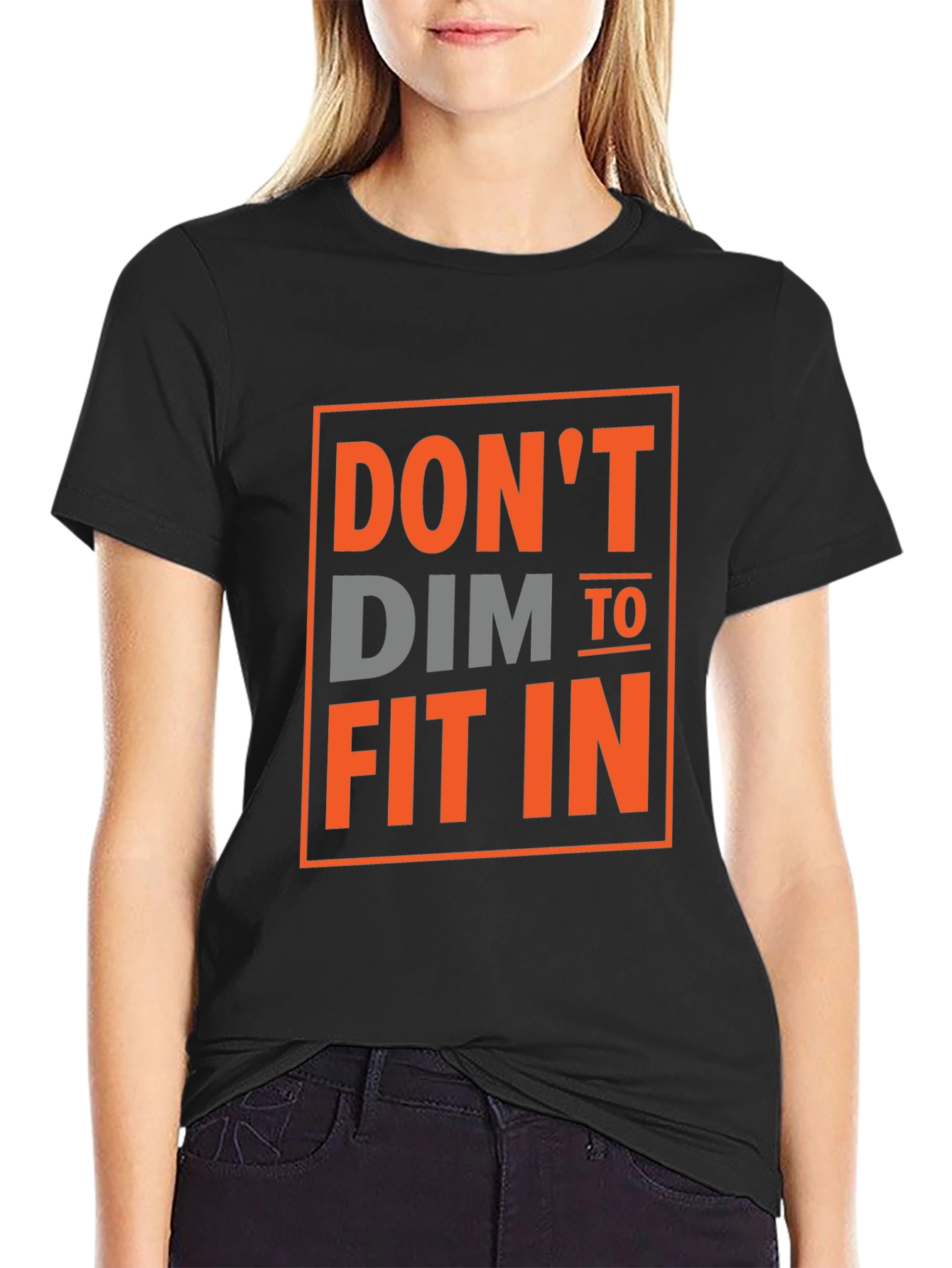 Dont Dim To Fit In Graphic Tee - Black Cotton T-Shirt