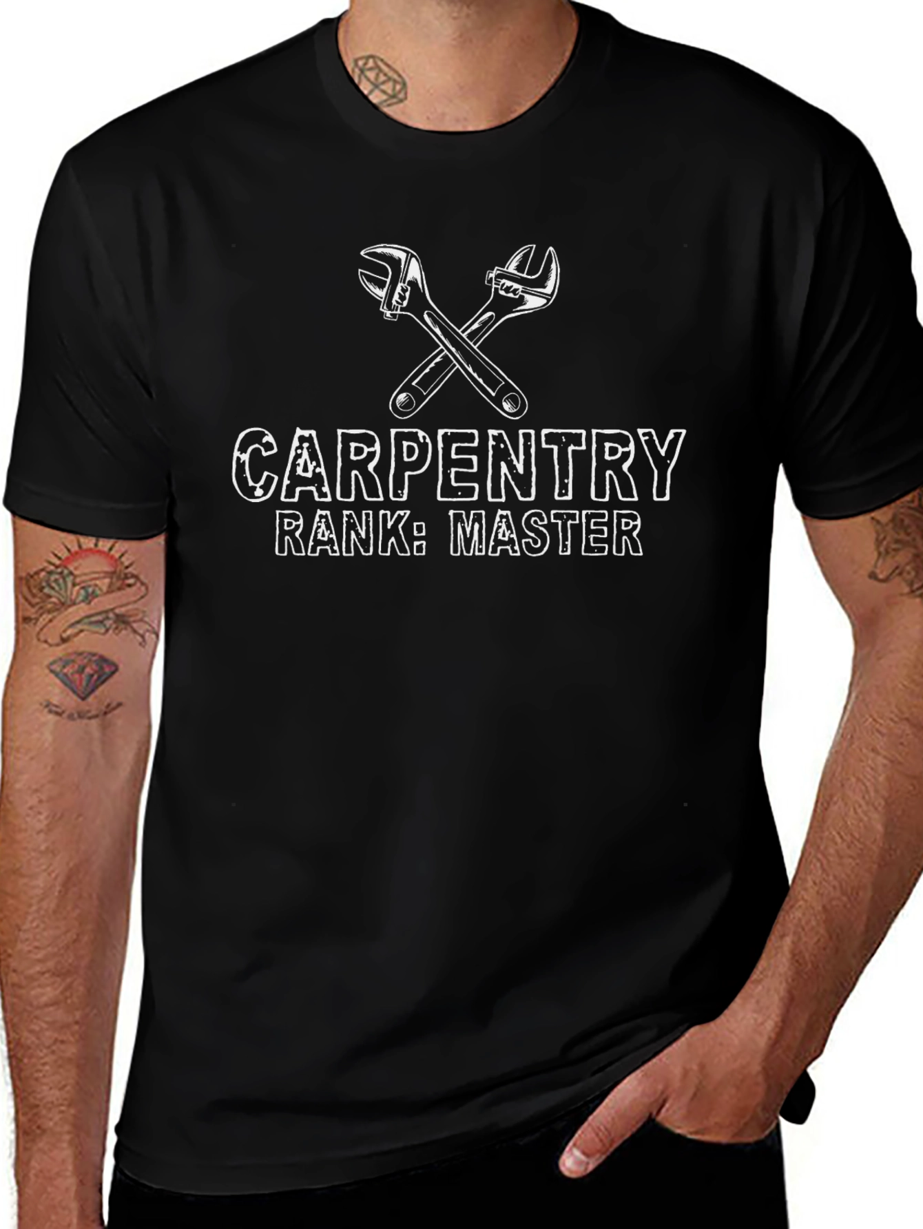 Carpentry Master T-Shirt - Black Crew Neck Tee